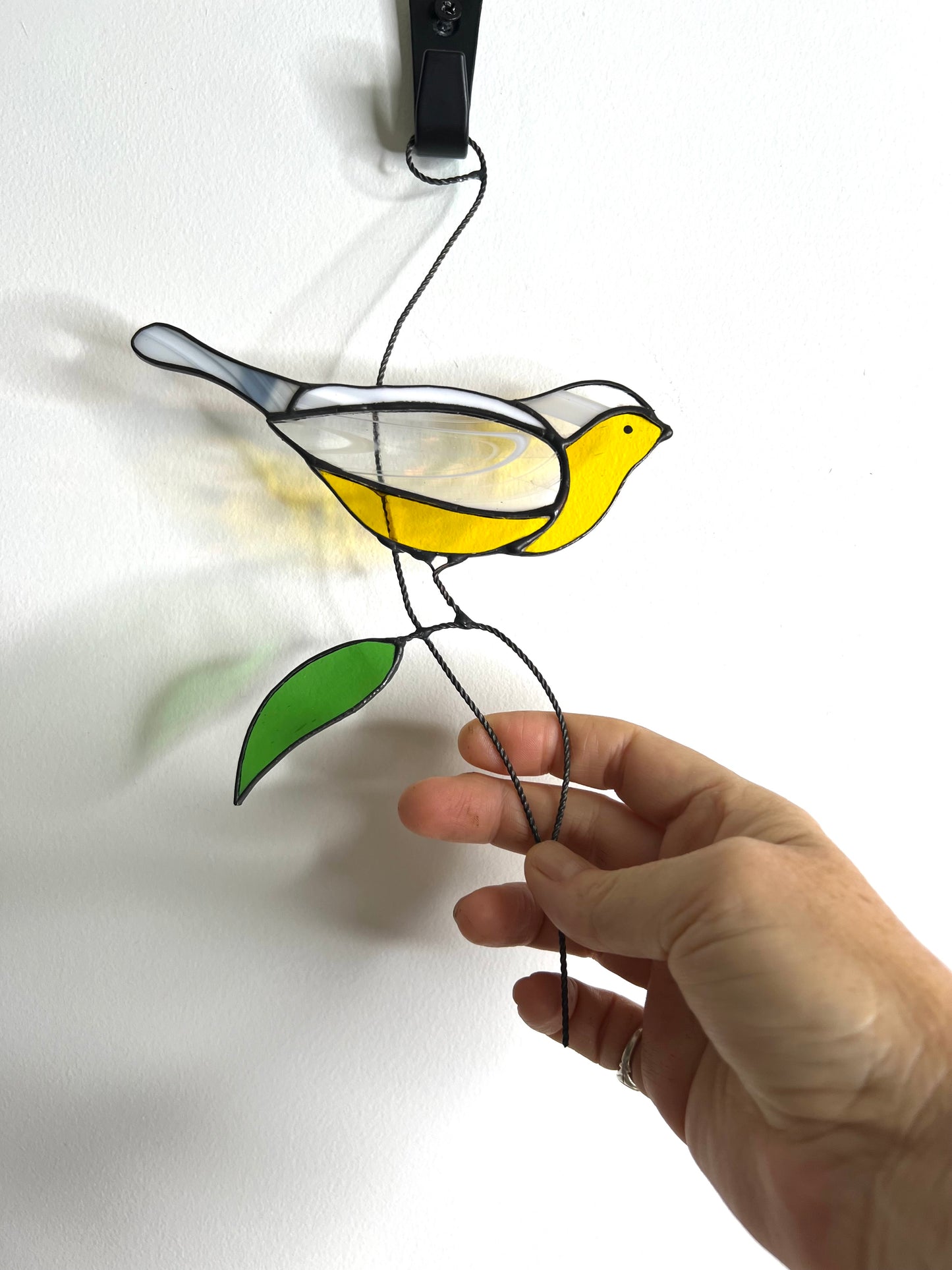 Handcrafted Stainedglass yellow belly wren - Bird Window Ornament & Home Decor