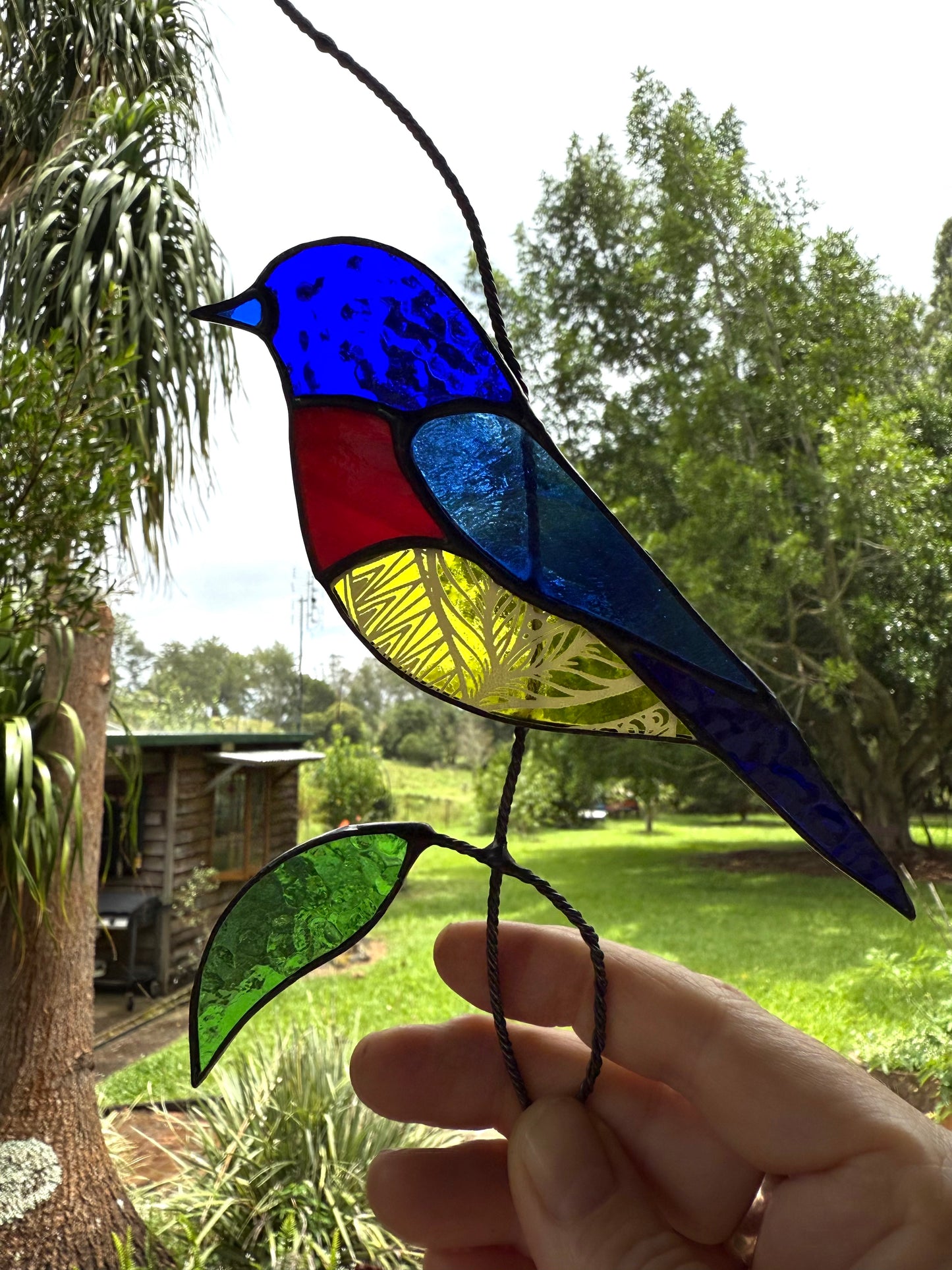 Handcrafted Stainedglass Colourful Bird Suncatcher - Window Ornament & Home Decor