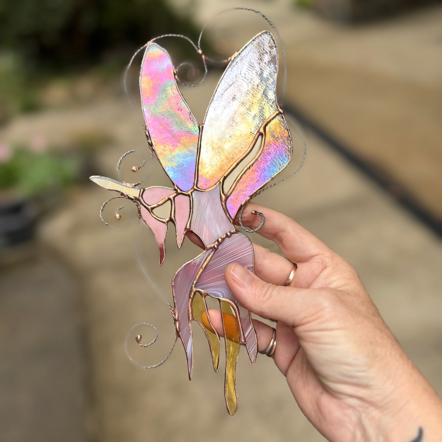 Handcrafted Stainedglass Fairy Glass Suncatcher - Fairy Window Ornament & Home Decor