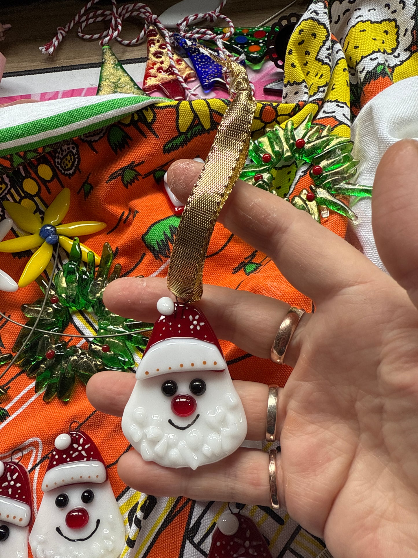 Fused glass Santa Christmas Decoration