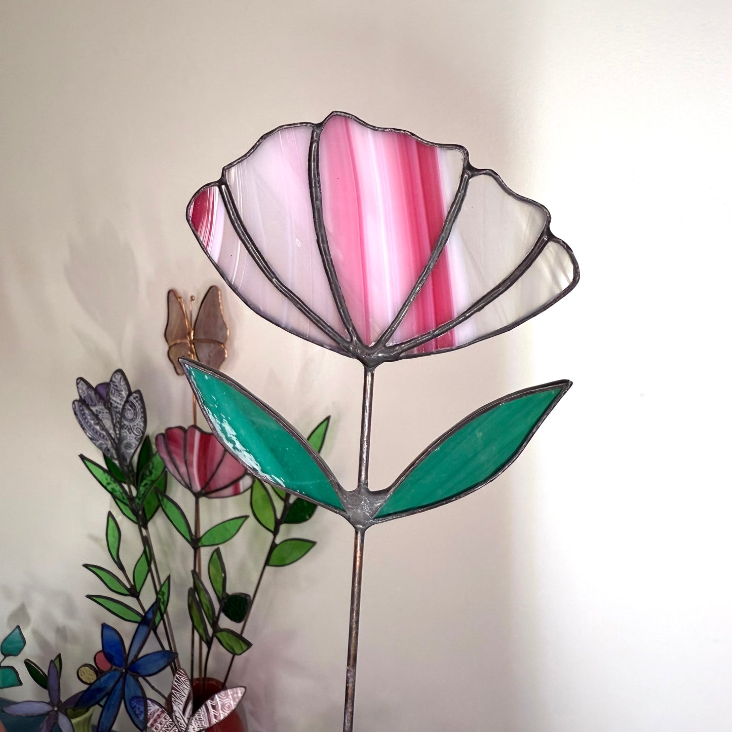 Stainedglass Pink Tulip flower stem