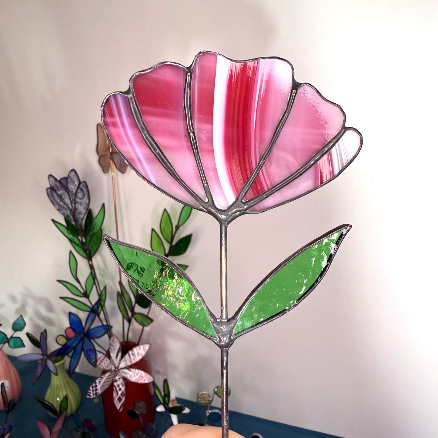 Stainedglass Pink Tulip flower stem