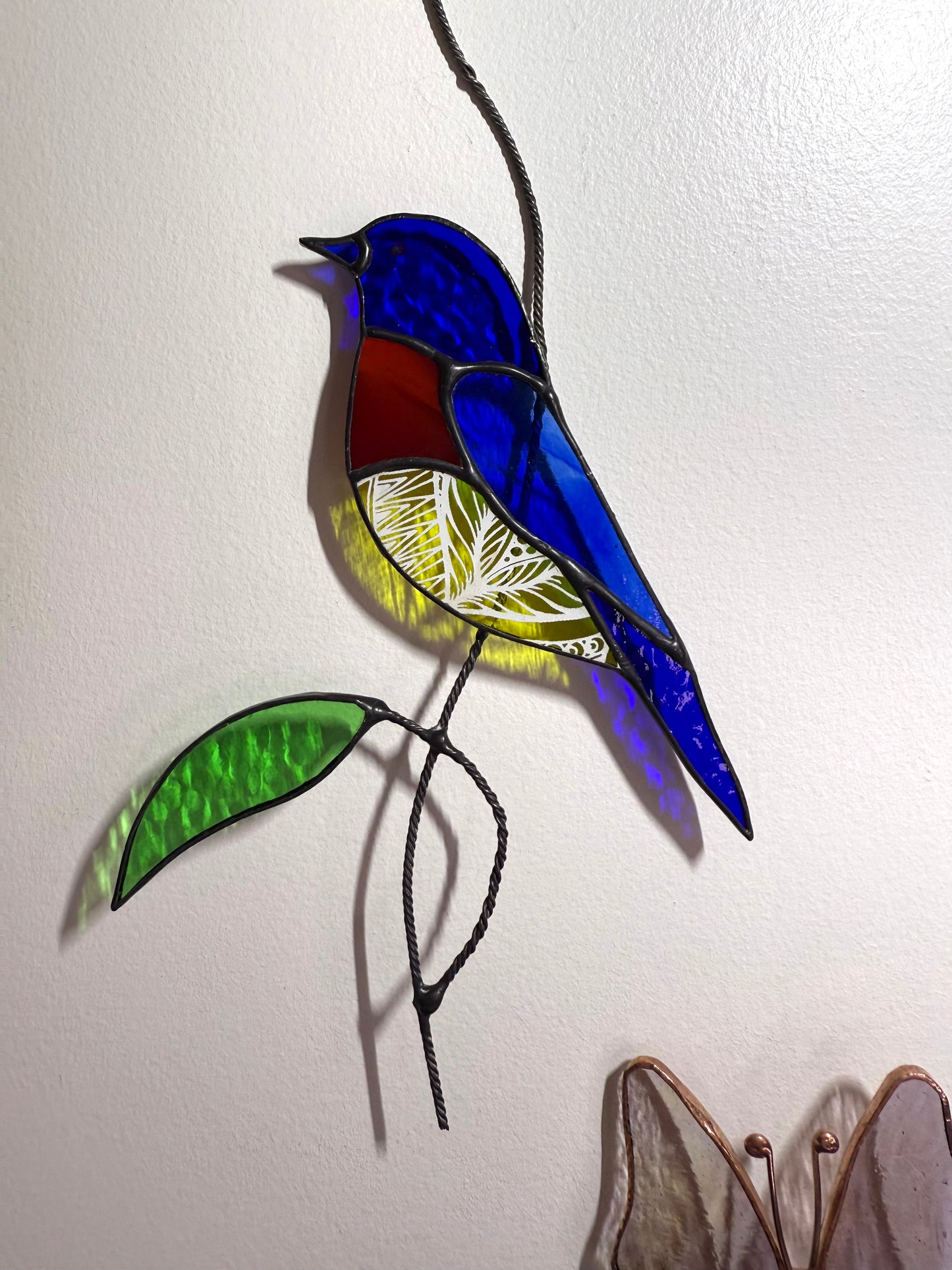 Handcrafted Stainedglass Colourful Bird Suncatcher - Window Ornament & Home Decor