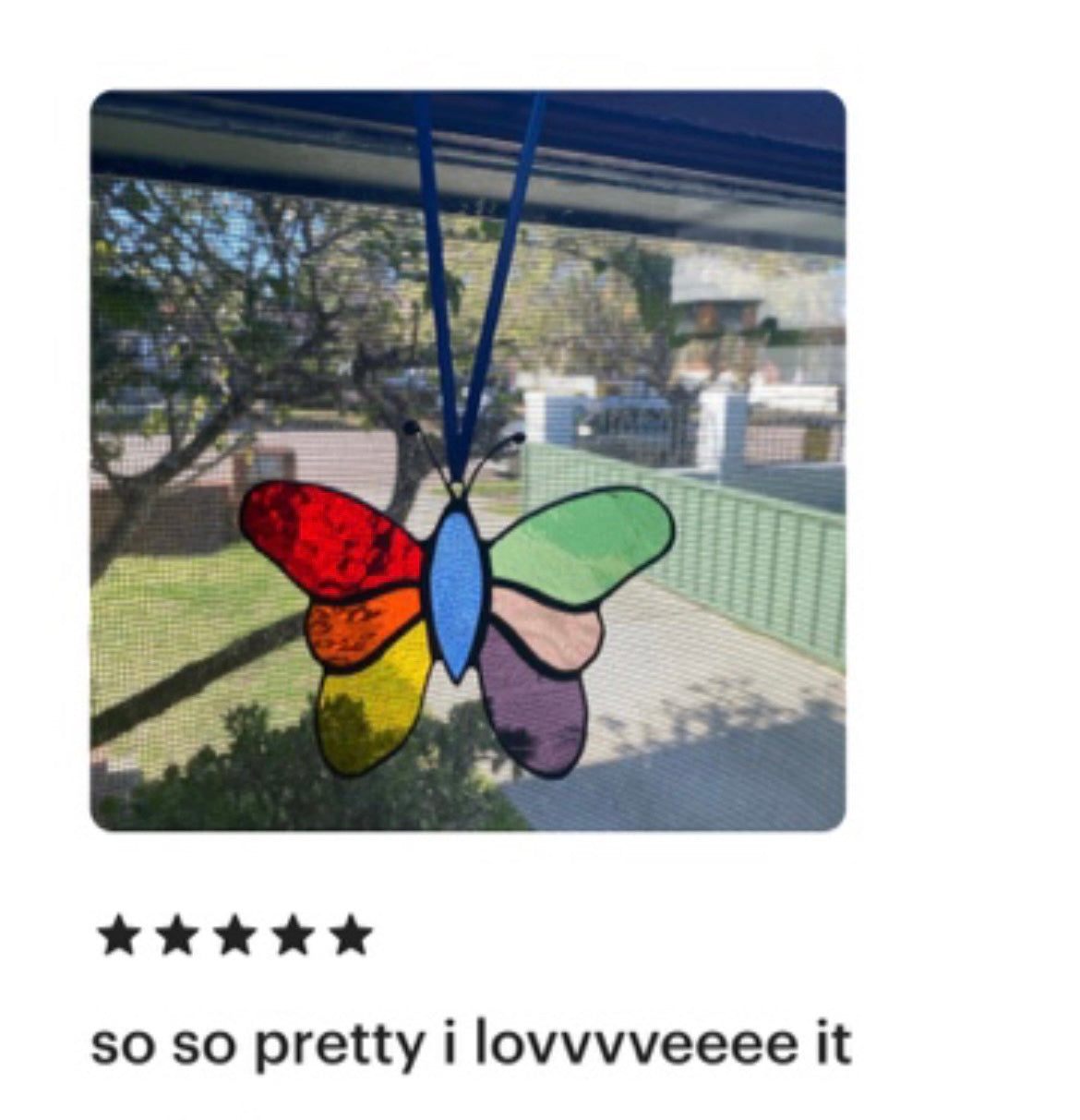 Handcrafted Stainedglass Rainbow Butterfly Suncatcher - Butterfly Window Ornament & Home Decor
