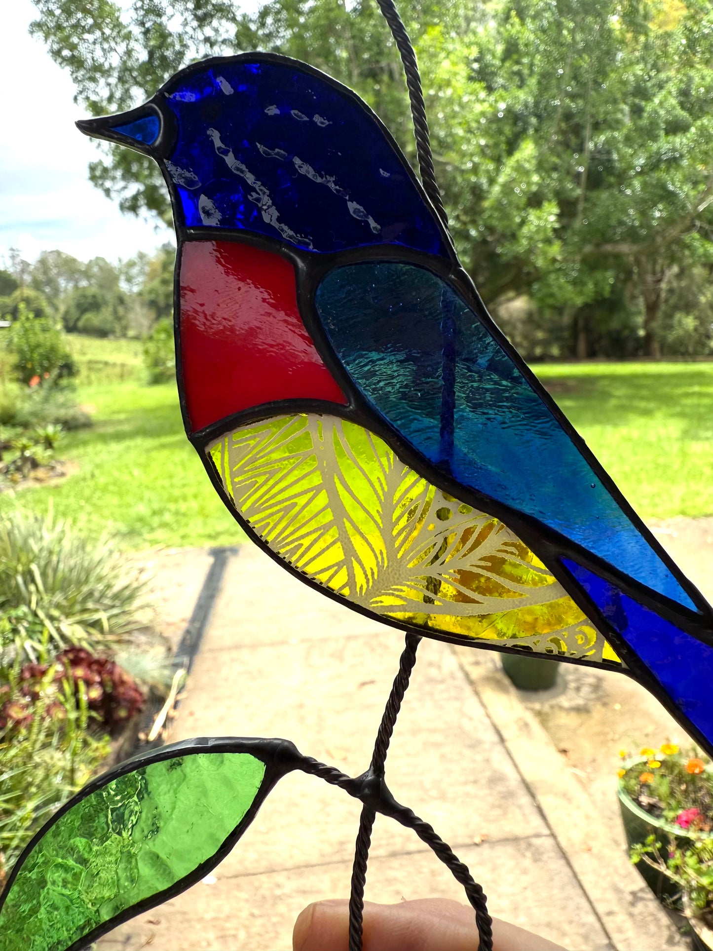 Handcrafted Stainedglass Colourful Bird Suncatcher - Window Ornament & Home Decor