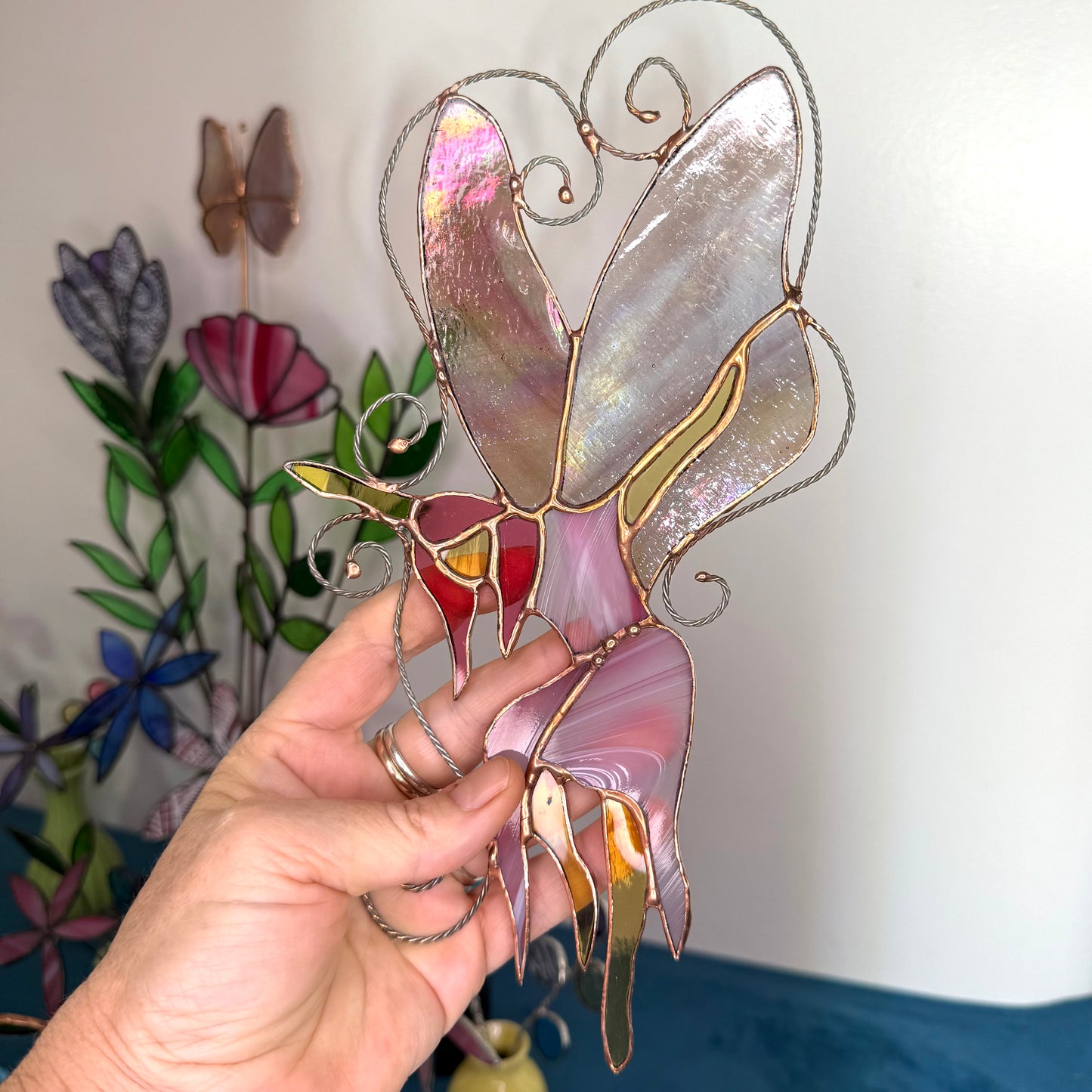 Handcrafted Stainedglass Fairy Glass Suncatcher - Fairy Window Ornament & Home Decor