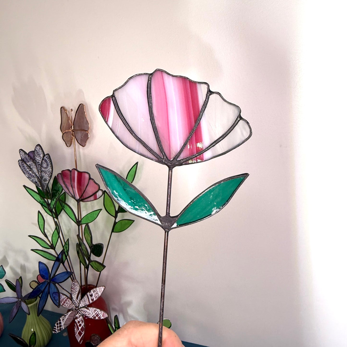 Stainedglass Pink Tulip flower stem