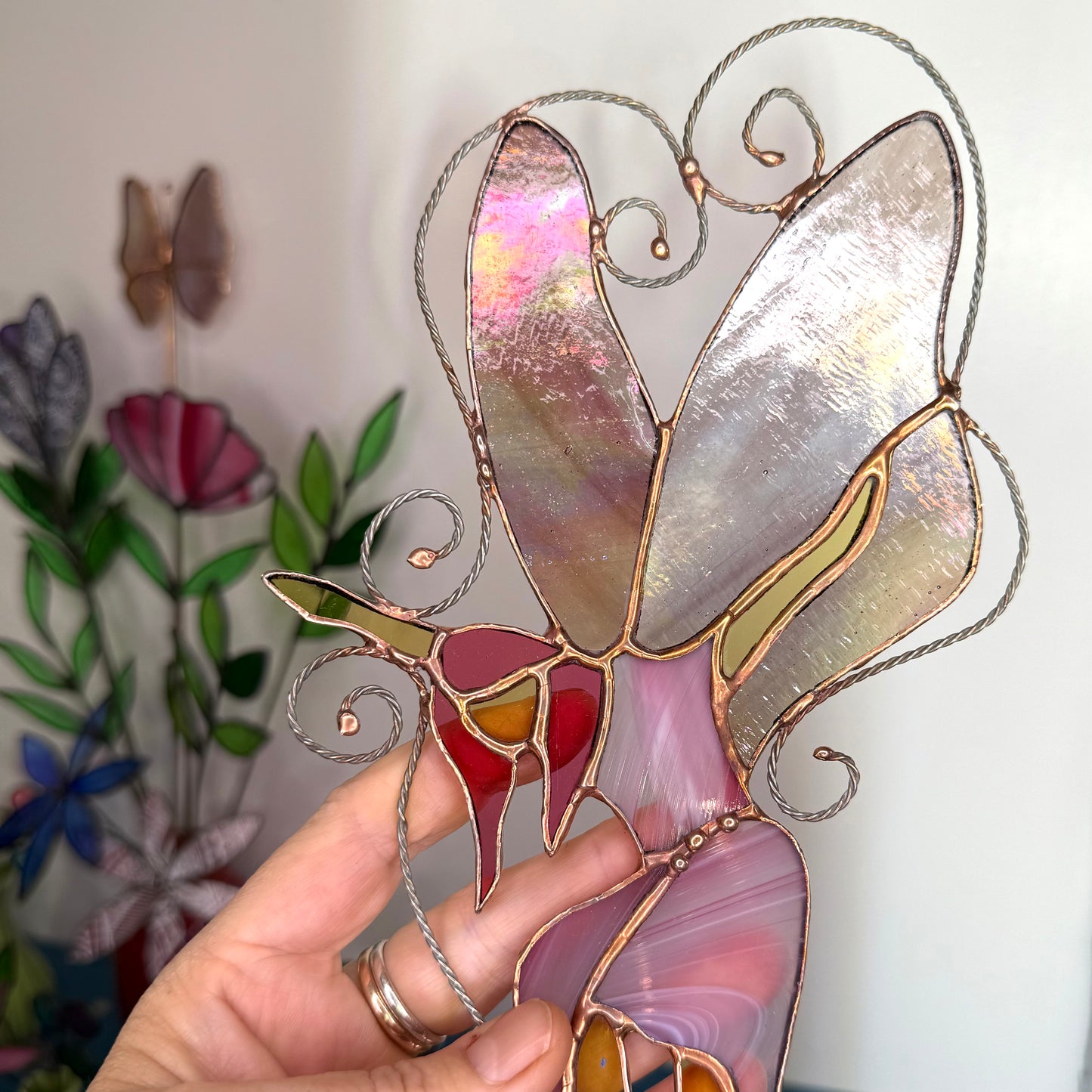Handcrafted Stainedglass Fairy Glass Suncatcher - Fairy Window Ornament & Home Decor