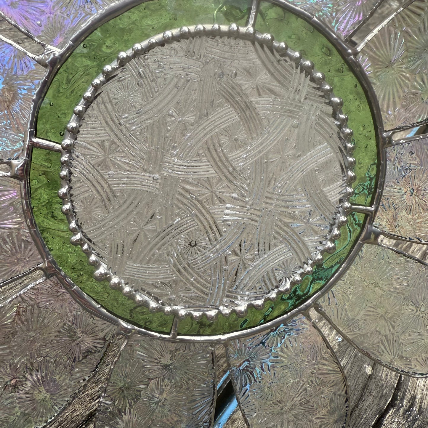 Handcrafted Stainedglass Large Iridised Flower Suncatcher - Flower Window Ornament & Home Decor