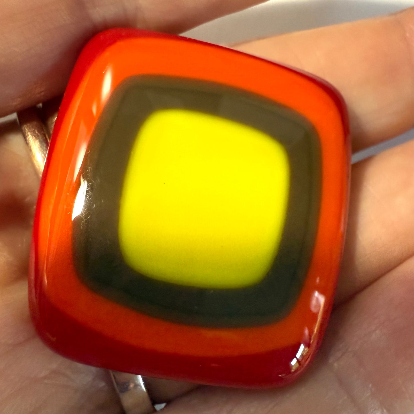 Pocket hug- Fused glass love hearts and flowers