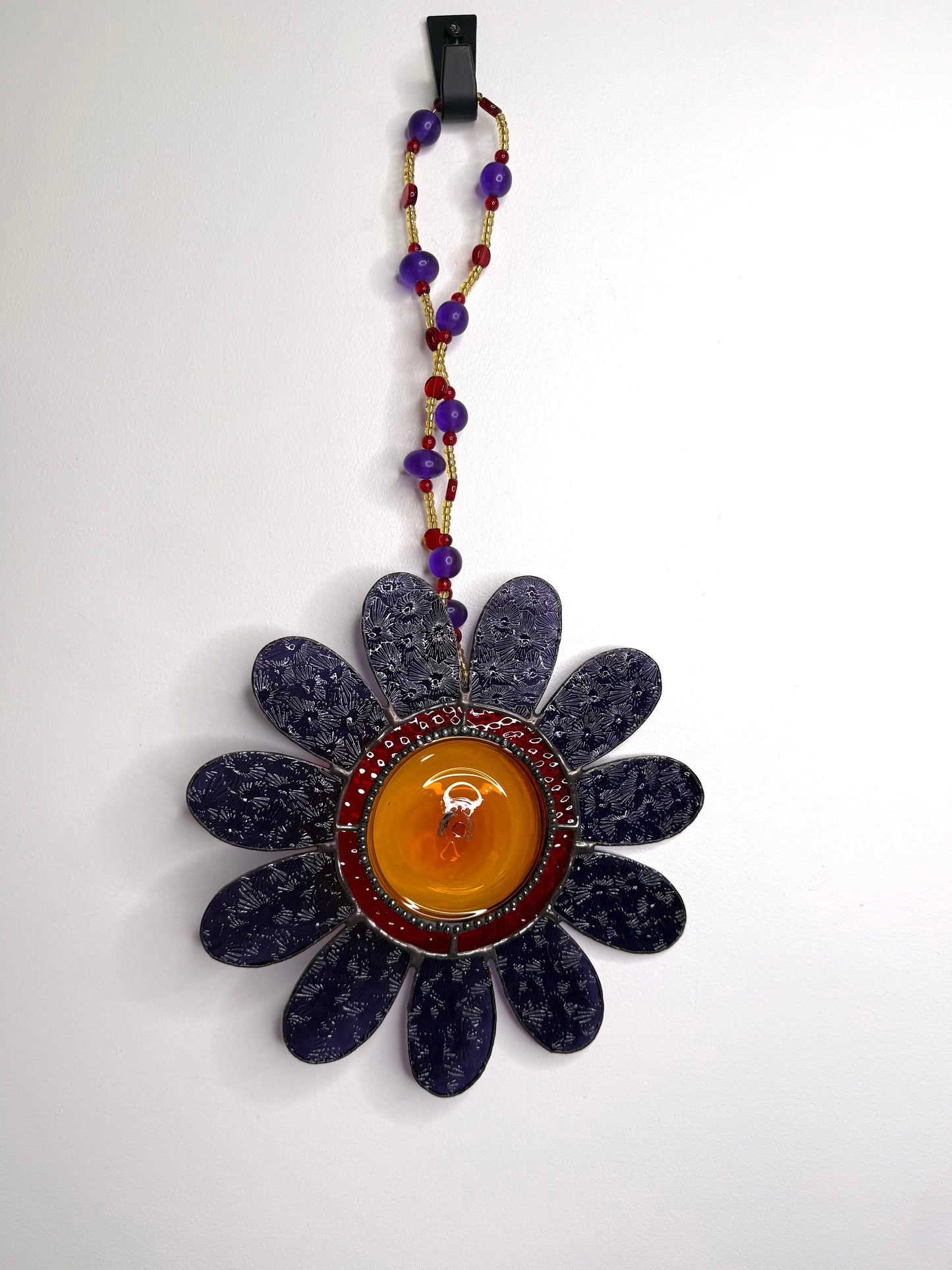 SALE: Handcrafted Stainedglass Large Purple Flower Suncatcher - Flower Window Ornament & Home Decor