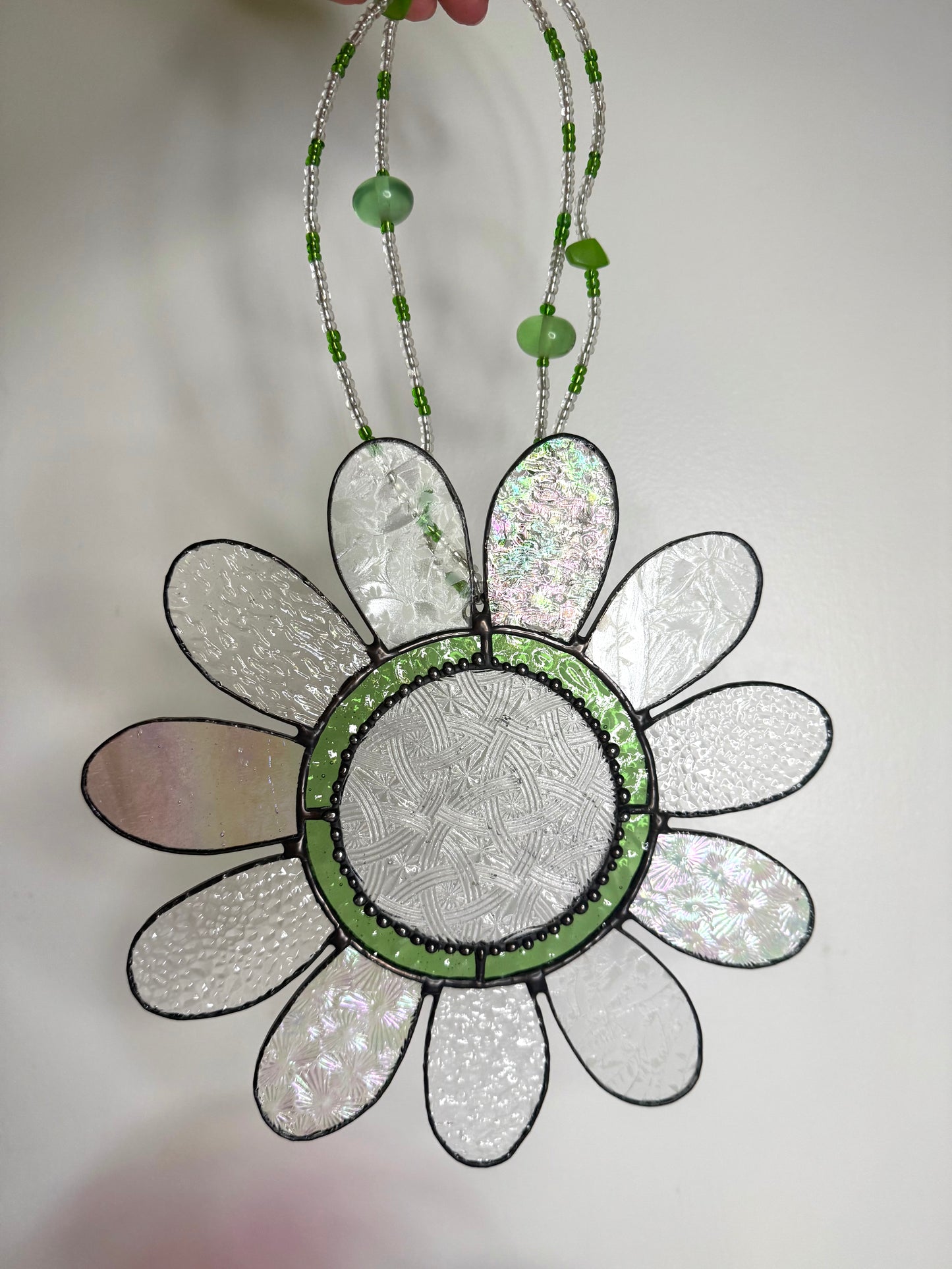 Handcrafted Stainedglass Large Iridised Flower Suncatcher - Flower Window Ornament & Home Decor