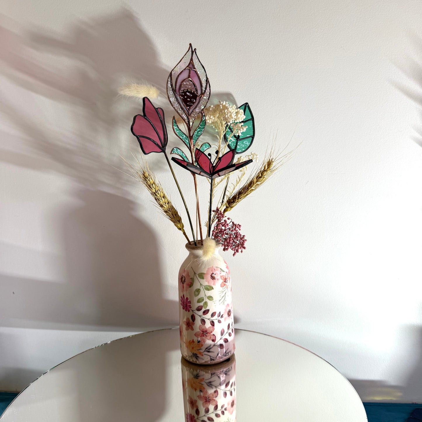 Stainedglass Peacock feather flower stem