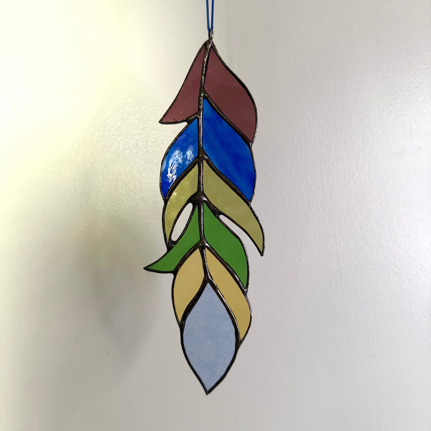 Handcrafted Stainedglass Rainbow Feather Suncatcher - Feather Window Ornament & Home Decor