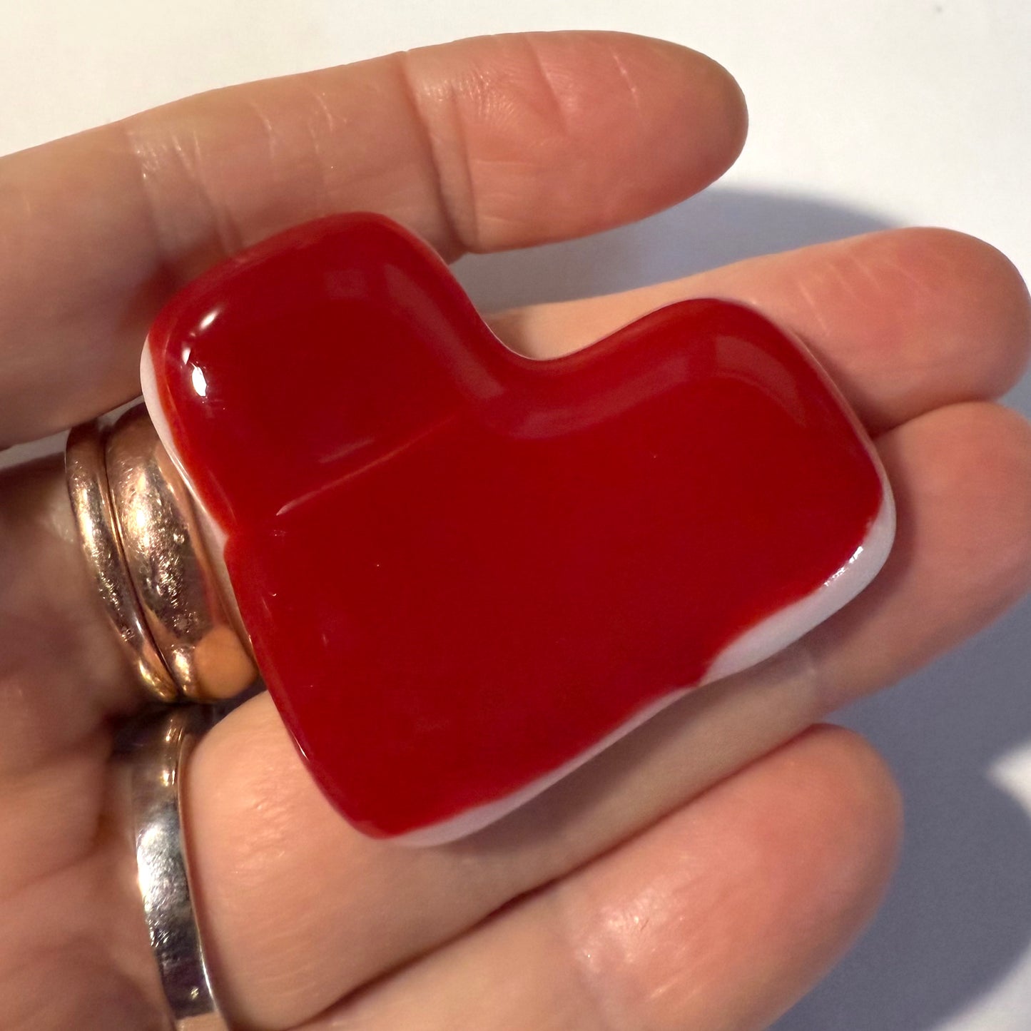 Pocket hug- Fused glass love hearts and flowers
