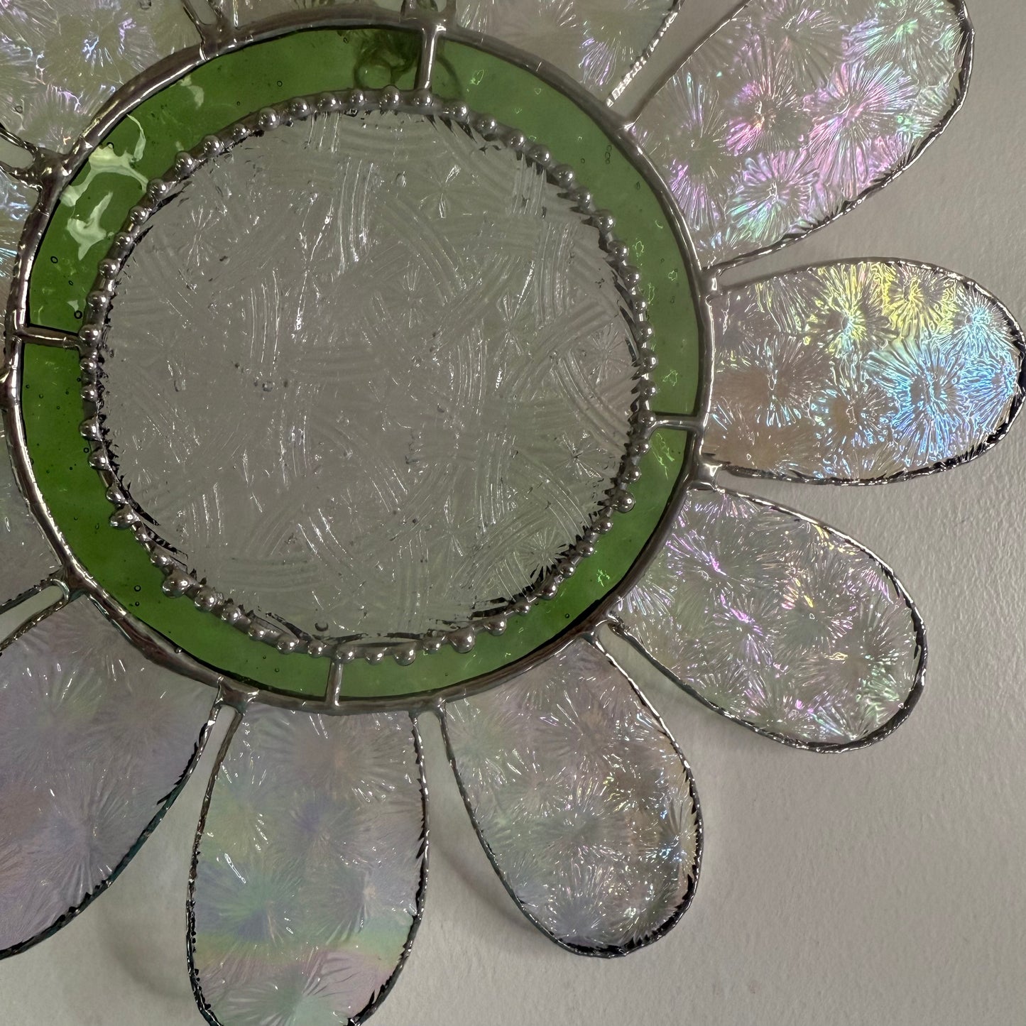 Handcrafted Stainedglass Large Iridised Flower Suncatcher - Flower Window Ornament & Home Decor