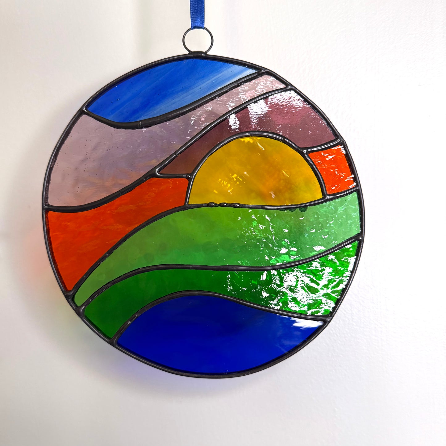 Handcrafted Small Sunny Stainedglass Suncatcher - Rainbow Window Ornament & Home Decor