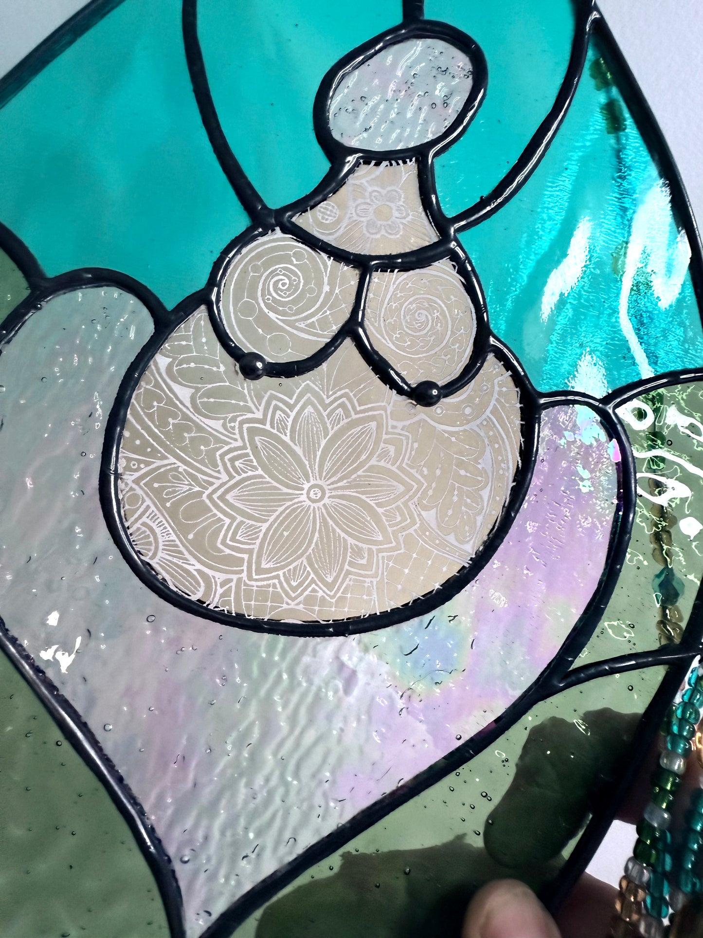 Handcrafted Earth Woman Stainedglass Suncatcher - Window Ornament & Home Decor