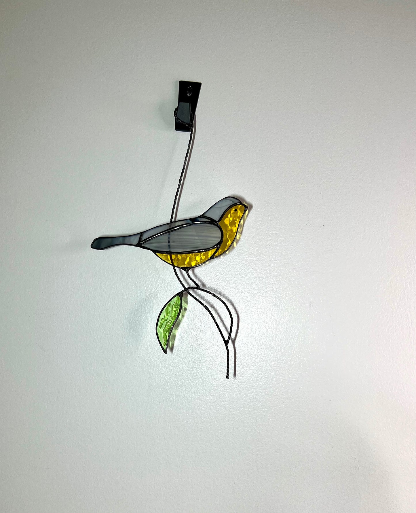 Handcrafted Stainedglass yellow belly wren - Bird Window Ornament & Home Decor