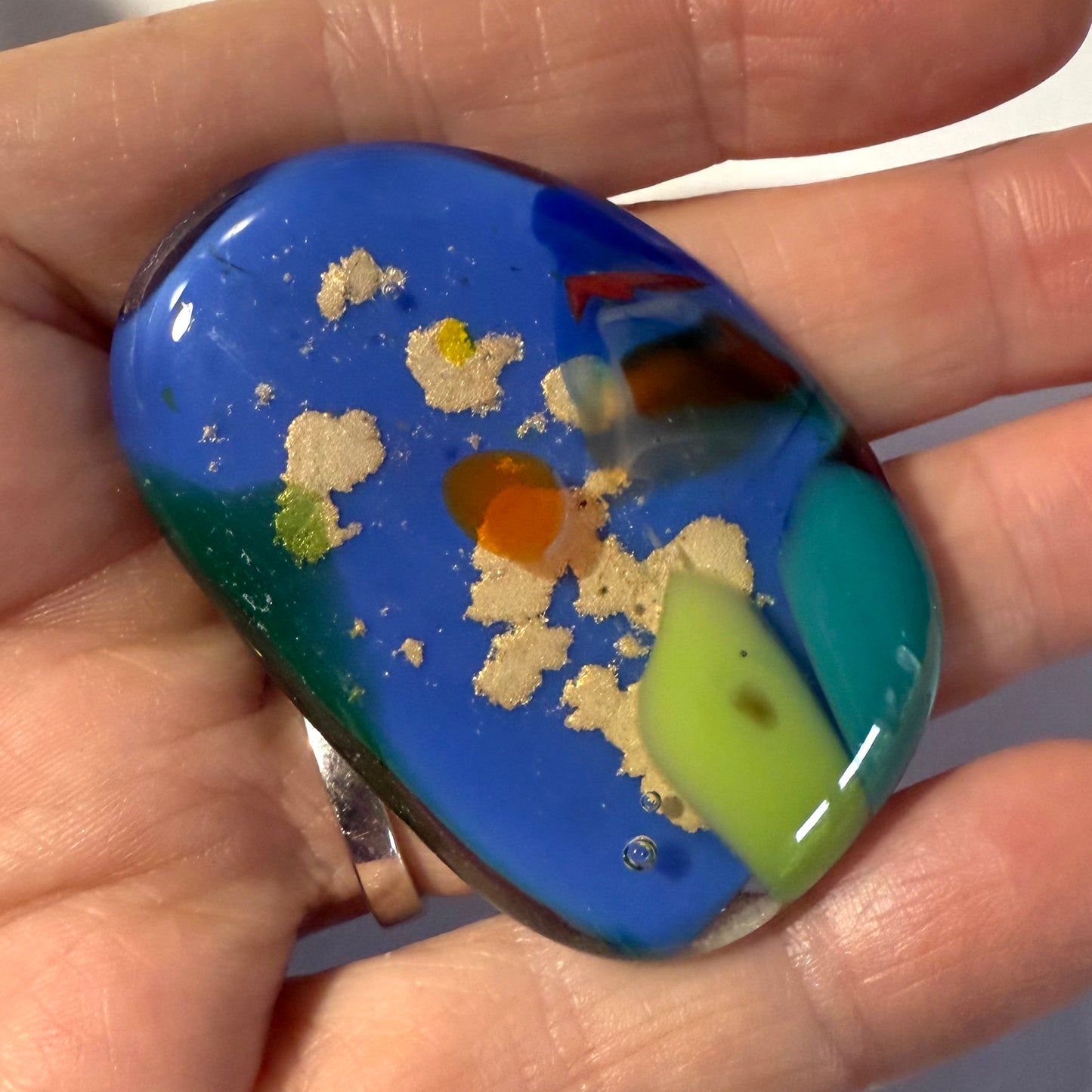 Pocket hug- Fused glass love hearts and flowers