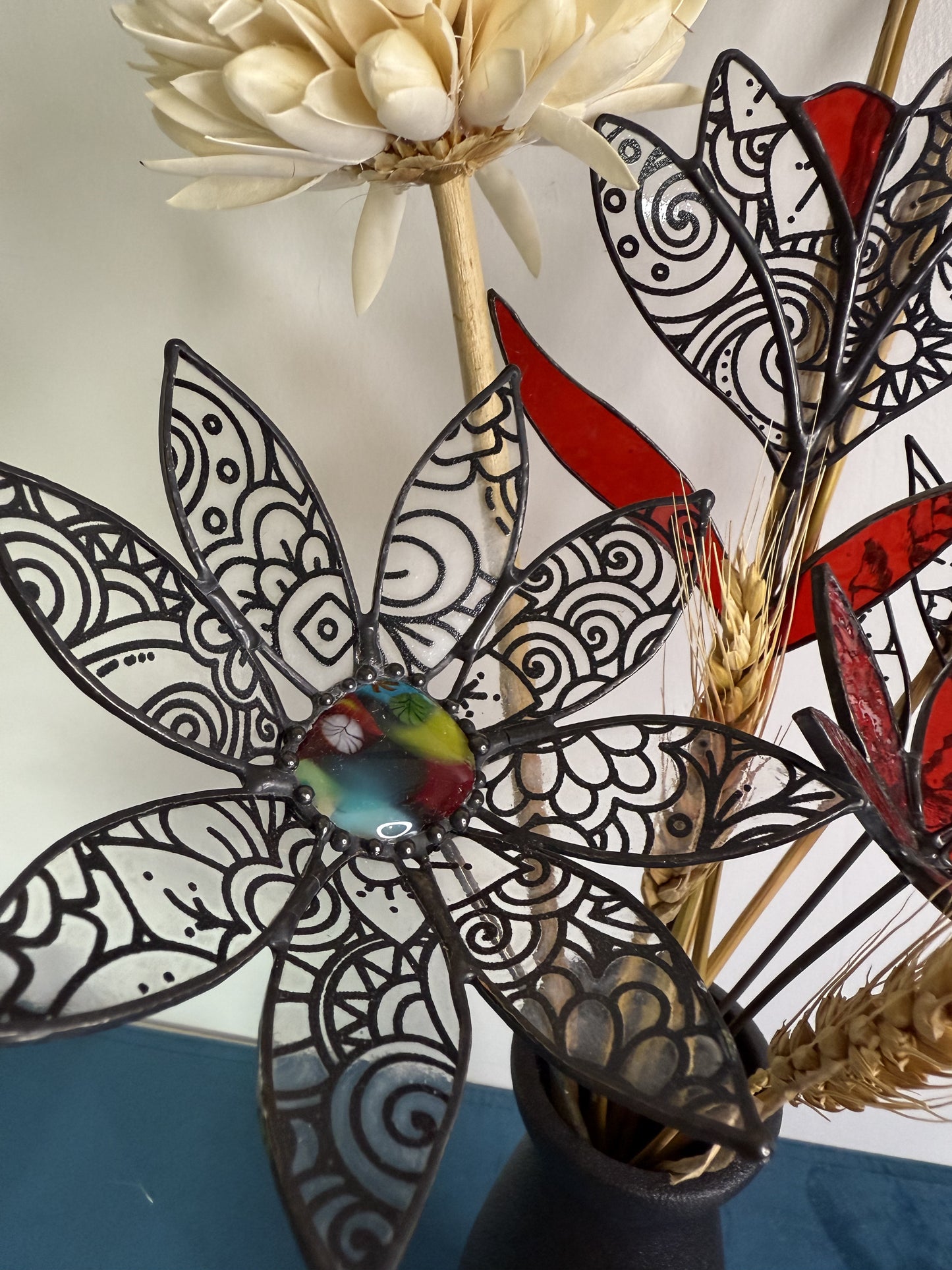 SALE: Stainedglass Retro Flower Bouquet