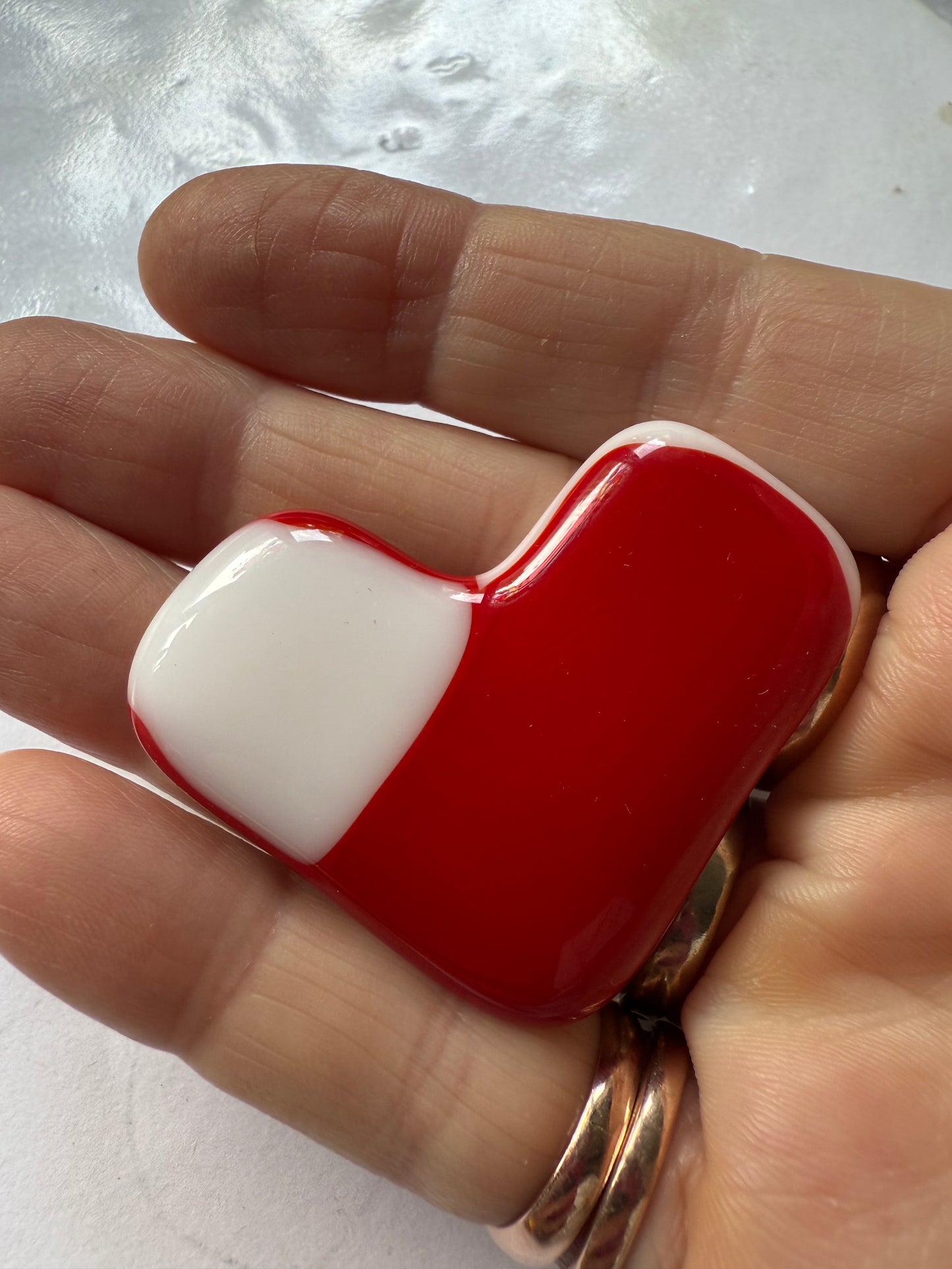 Pocket hug- Fused glass love hearts and flowers - Free Shipping