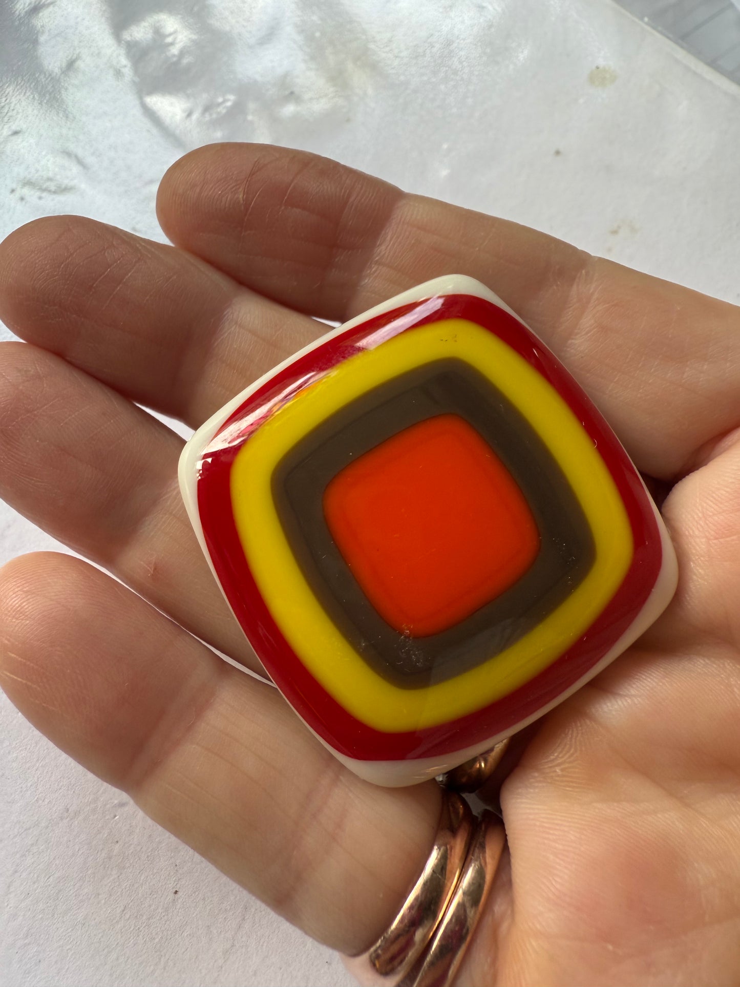 Pocket hug- Fused glass love hearts and flowers - Free Shipping