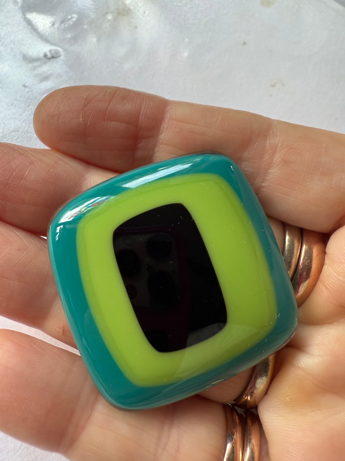 Pocket hug- Fused glass love hearts and flowers - Free Shipping