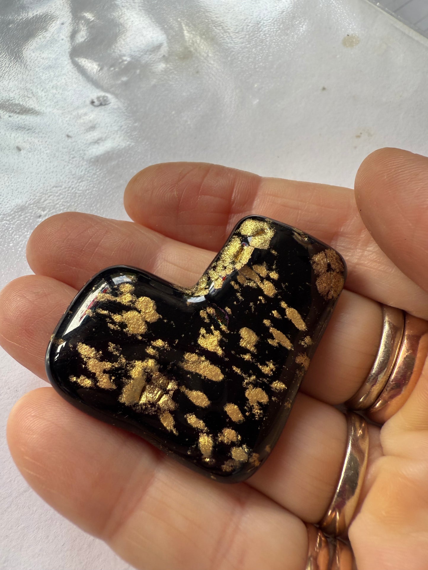 Pocket hug- Fused glass love hearts and flowers - Free Shipping