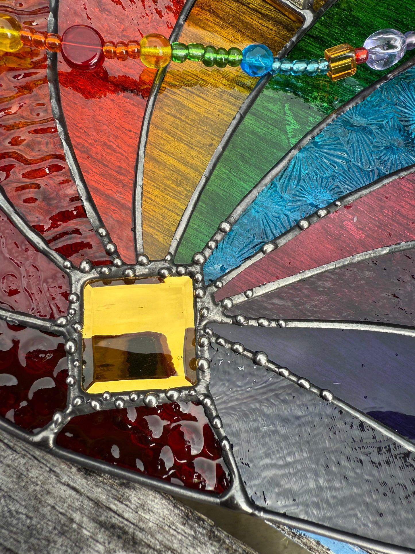 Handcrafted Stainedglass Rainbow Heart Suncatcher - Rainbow Window Ornament & Home Decor