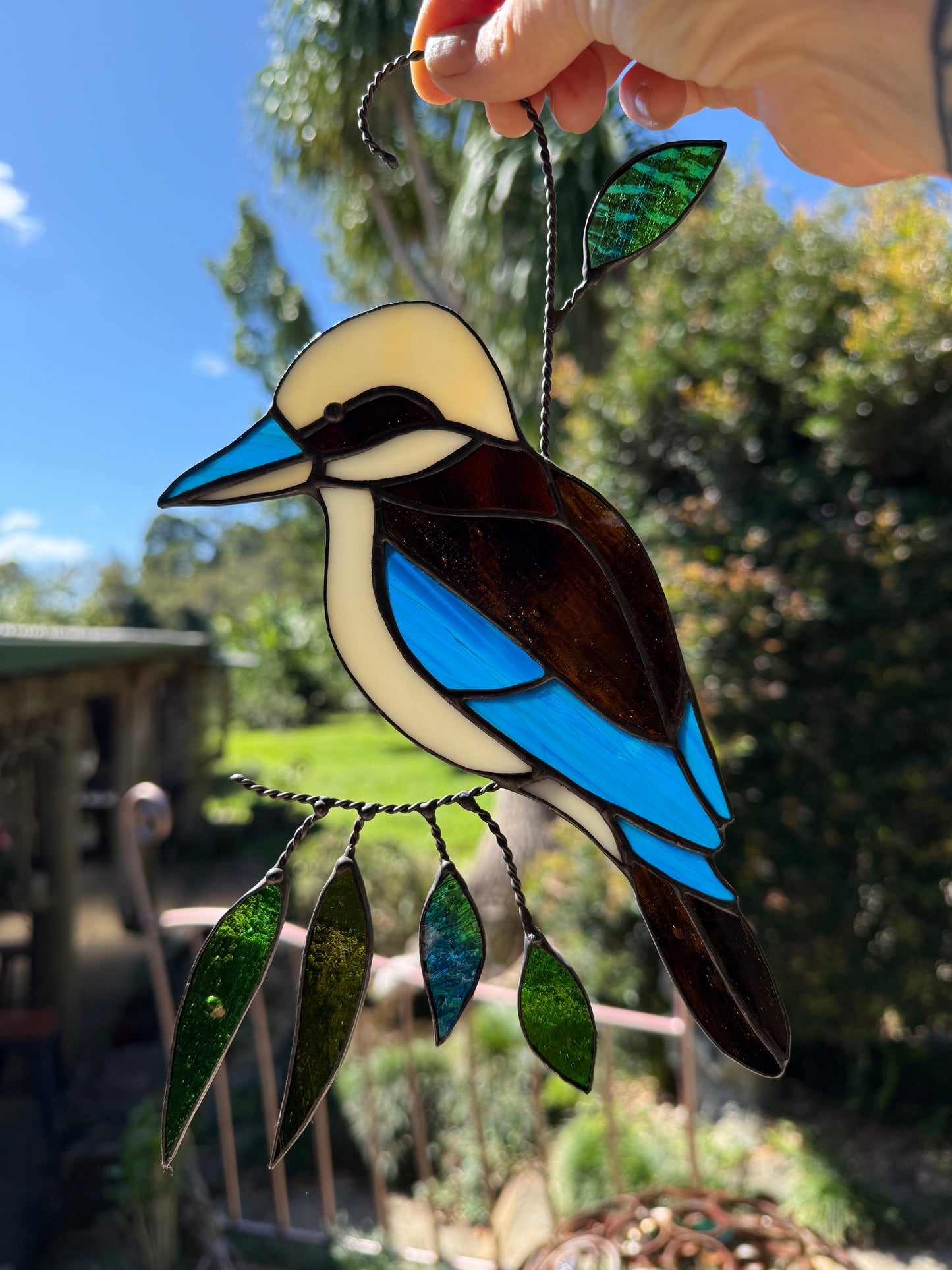 Handcrafted Stainedglass Kookaburra Suncatcher - Bird Window Ornament & Home Decor