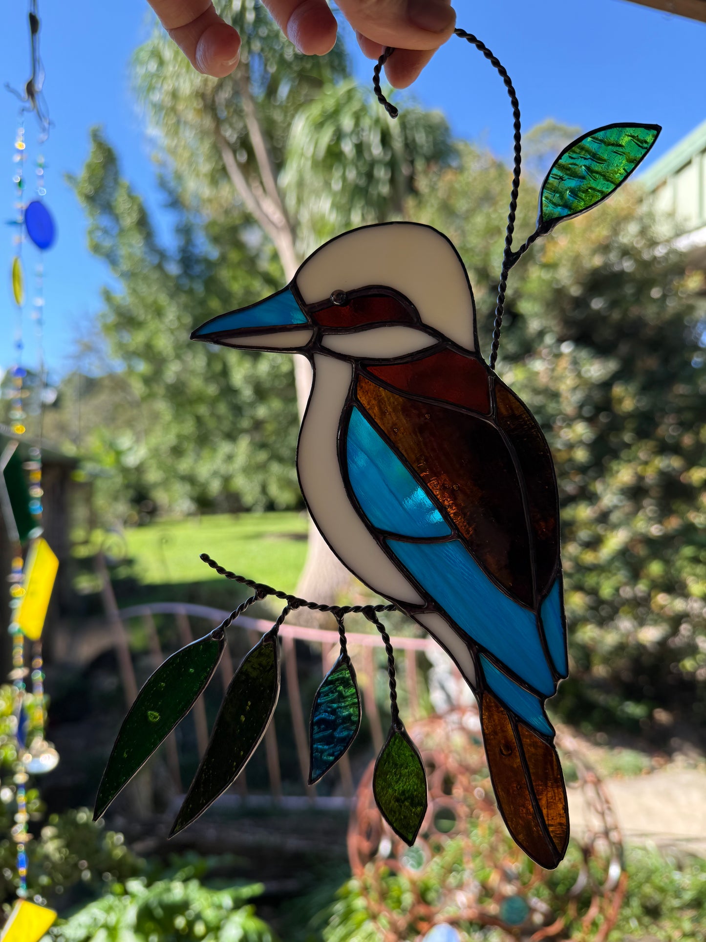 Handcrafted Stainedglass Kookaburra Suncatcher - Bird Window Ornament & Home Decor