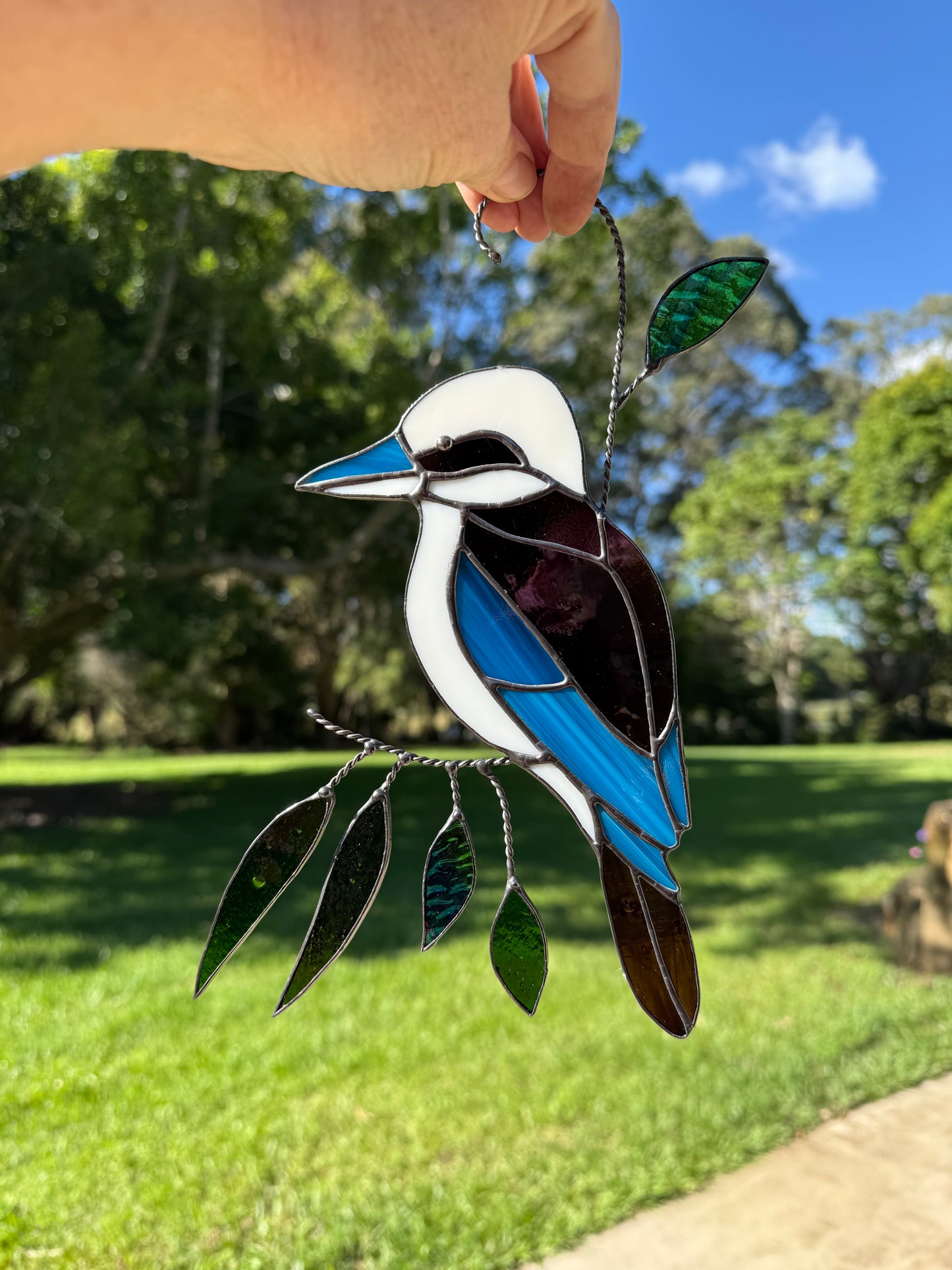 Handcrafted Stainedglass Kookaburra Suncatcher - Bird Window Ornament & Home Decor