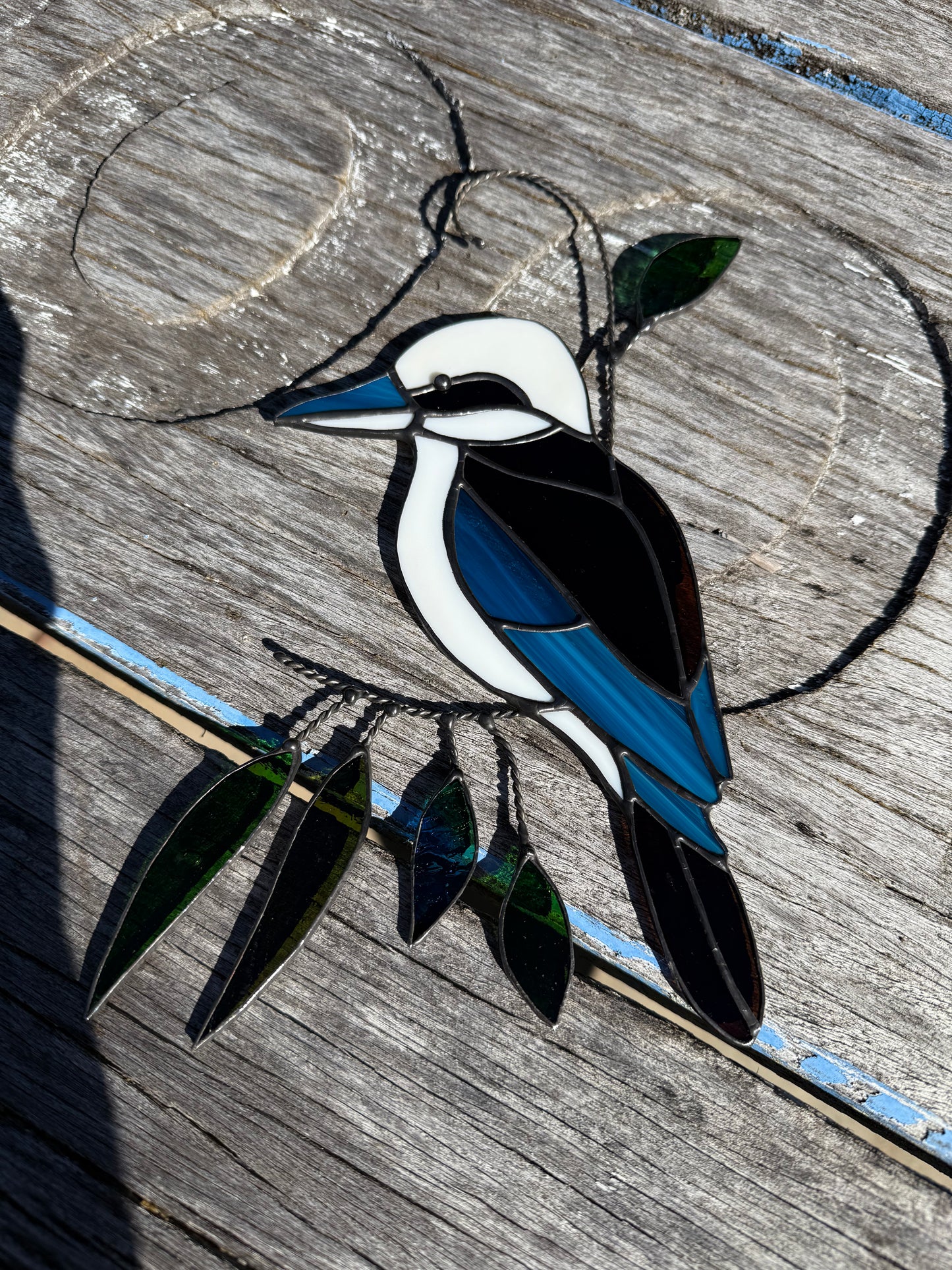 Handcrafted Stainedglass Kookaburra Suncatcher - Bird Window Ornament & Home Decor