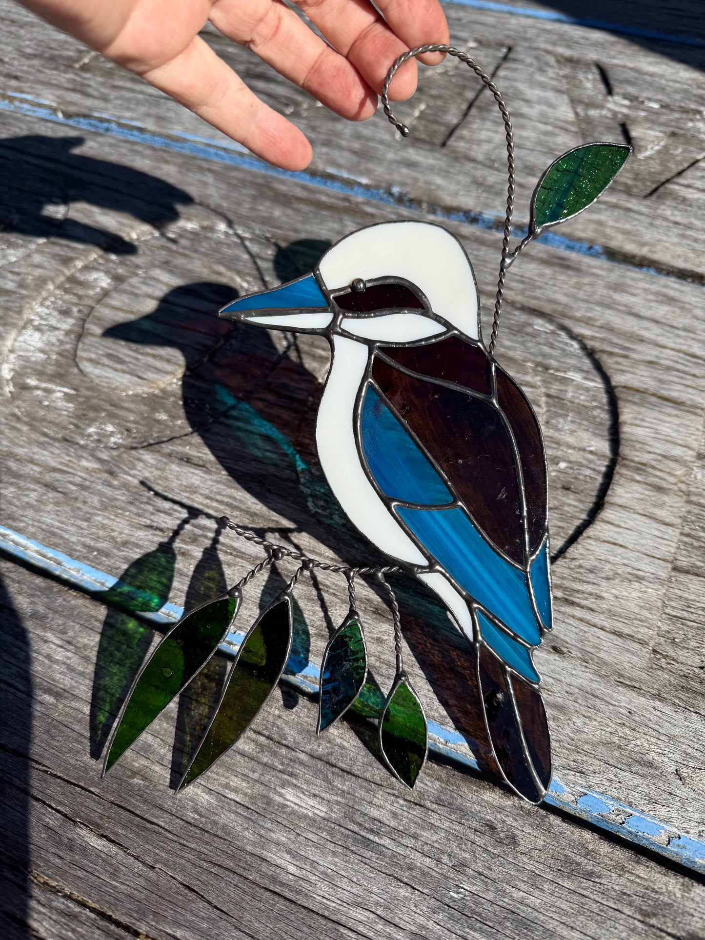 Handcrafted Stainedglass Kookaburra Suncatcher - Bird Window Ornament & Home Decor