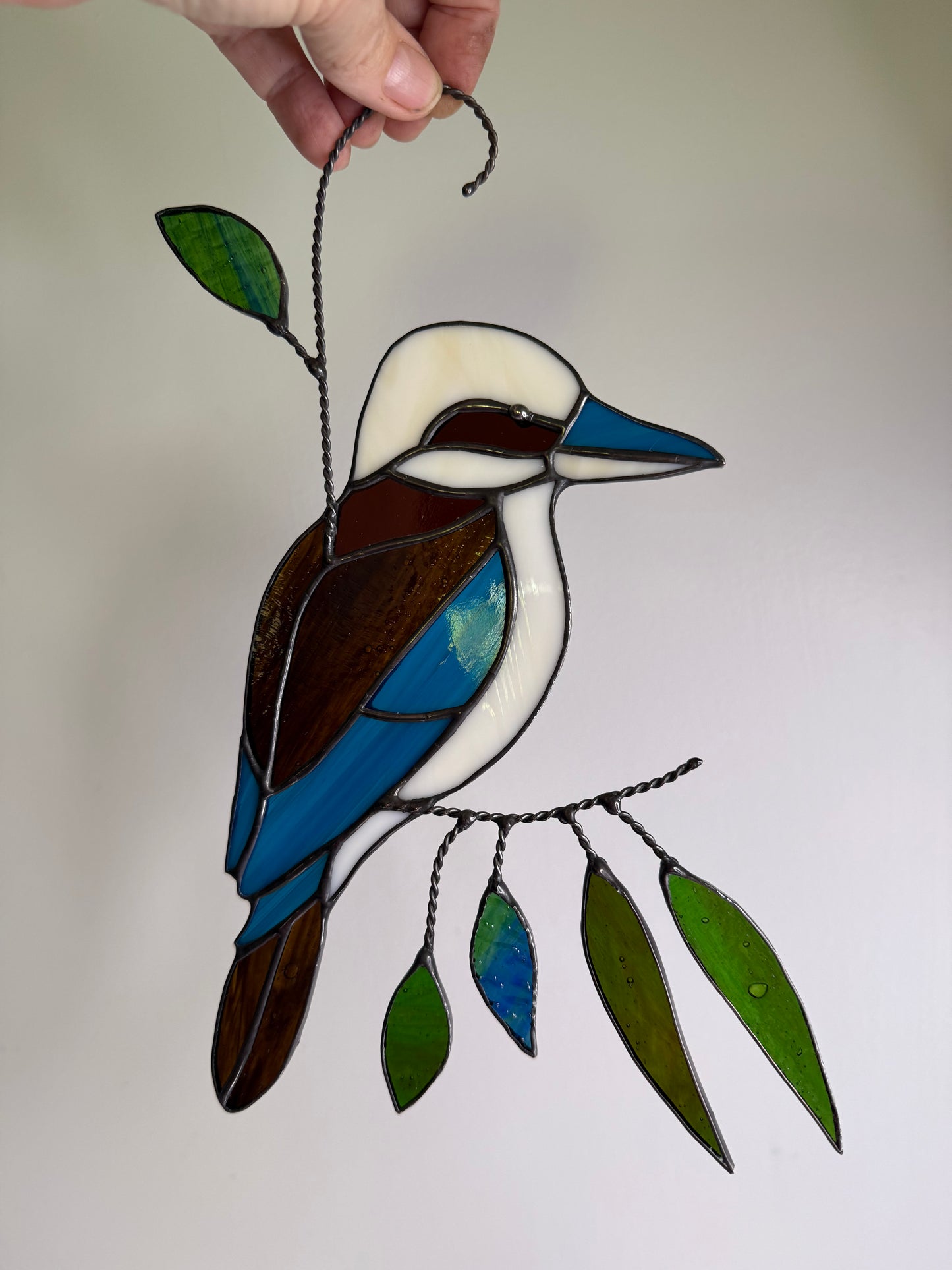 Handcrafted Stainedglass Kookaburra Suncatcher - Bird Window Ornament & Home Decor