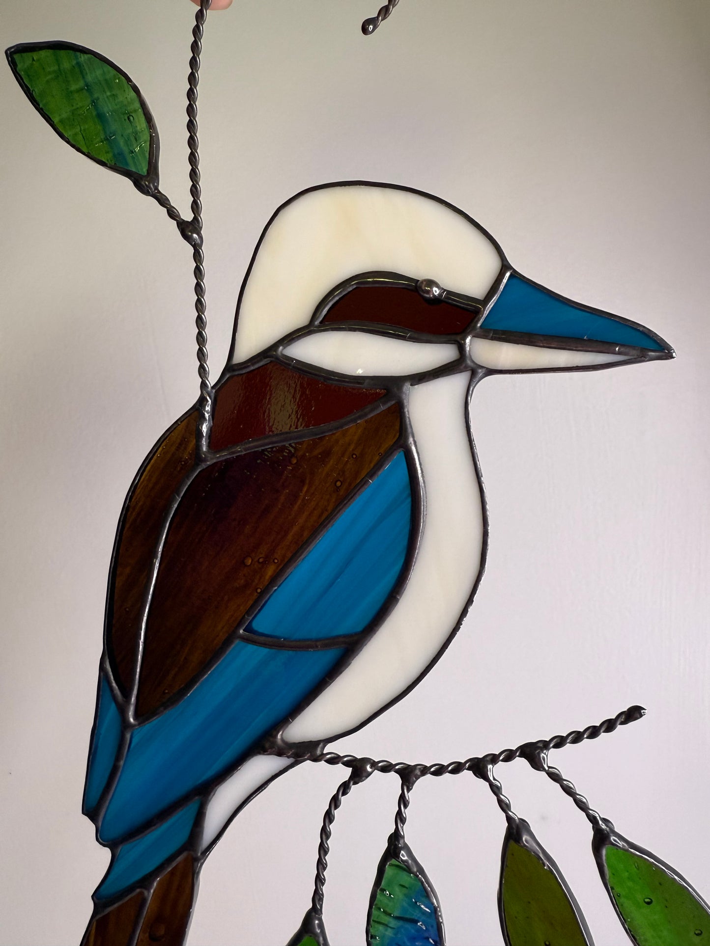 Handcrafted Stainedglass Kookaburra Suncatcher - Bird Window Ornament & Home Decor