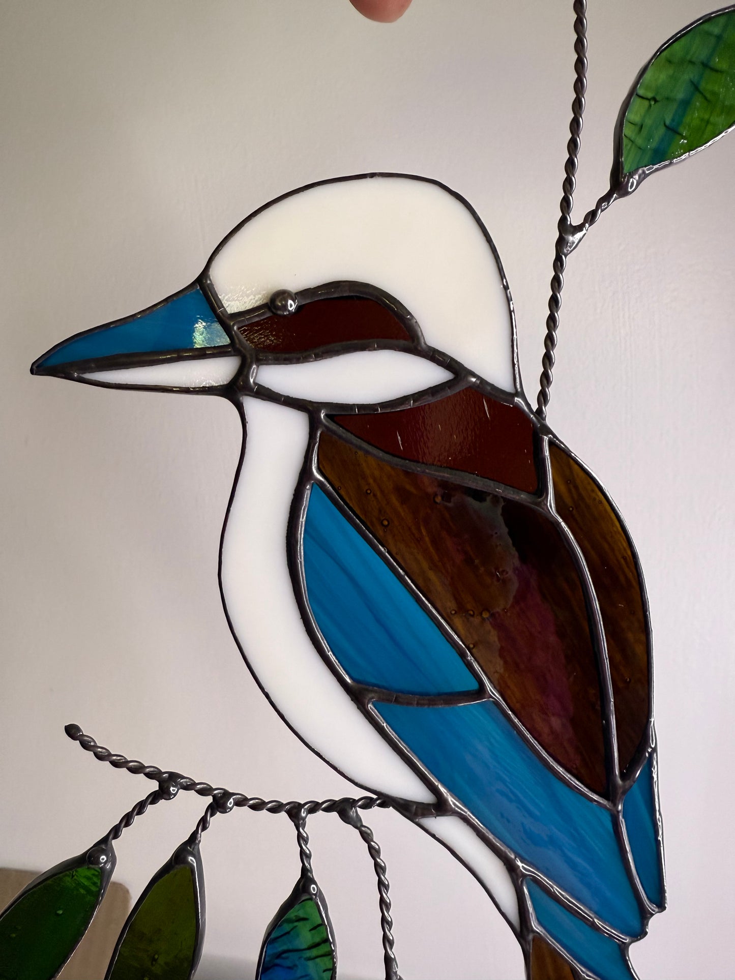 Handcrafted Stainedglass Kookaburra Suncatcher - Bird Window Ornament & Home Decor
