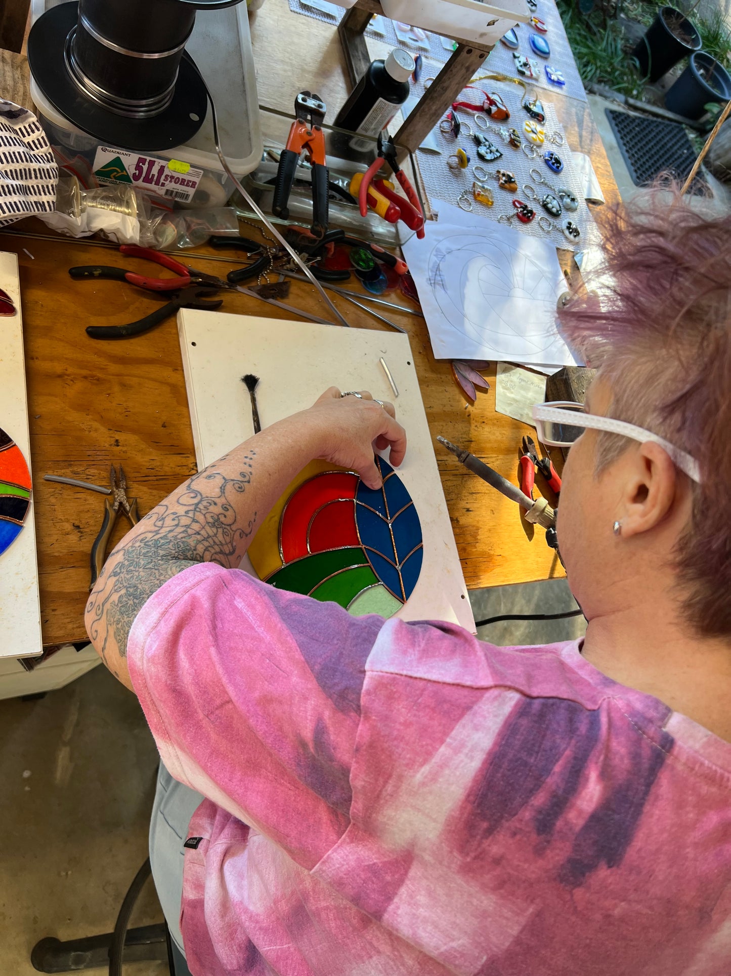 Handcrafted Stainedglass Large Sunny Suncatcher - Window Ornament & Home Decor