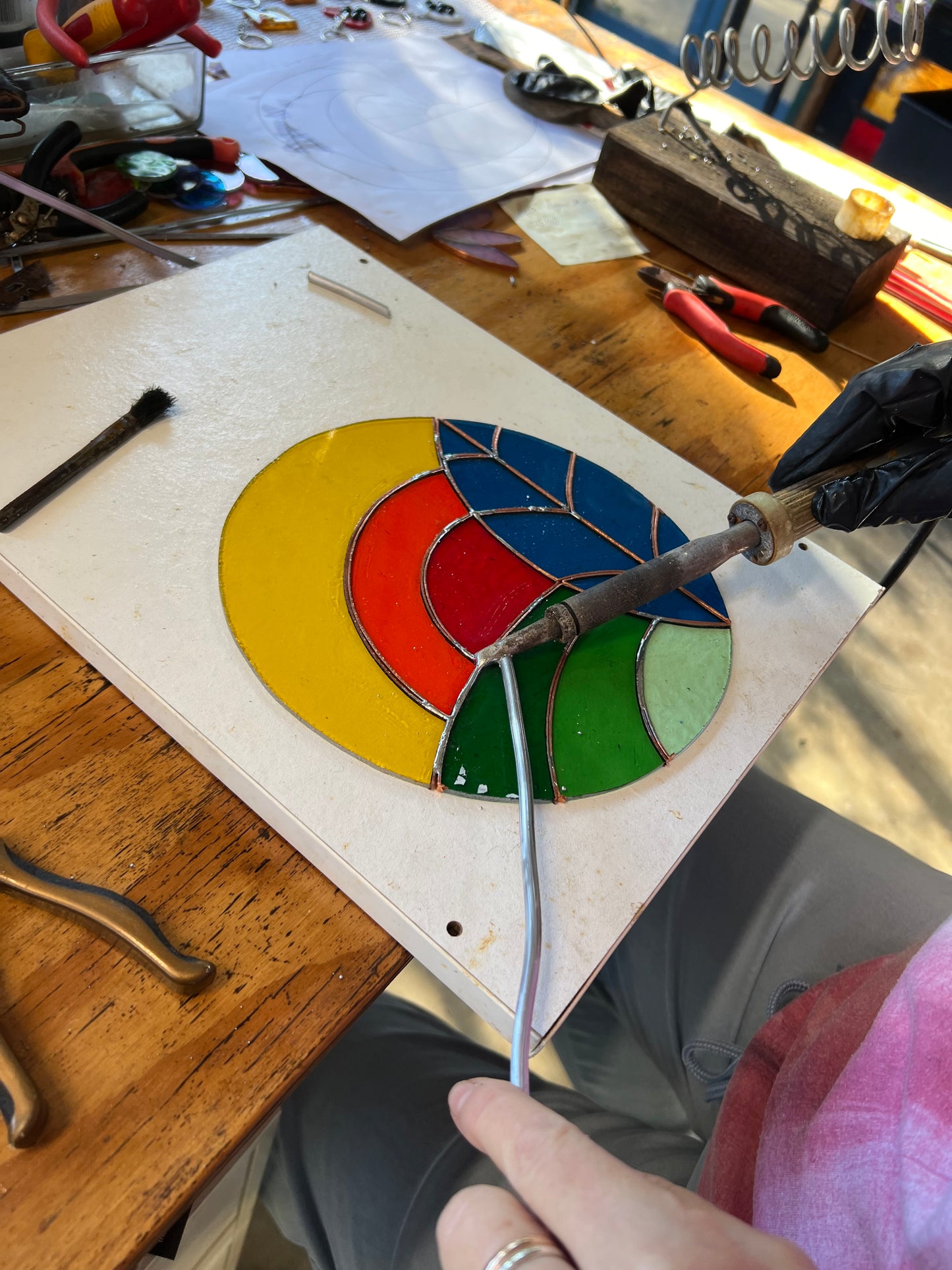 Handcrafted Stainedglass Large Sunny Suncatcher - Window Ornament & Home Decor