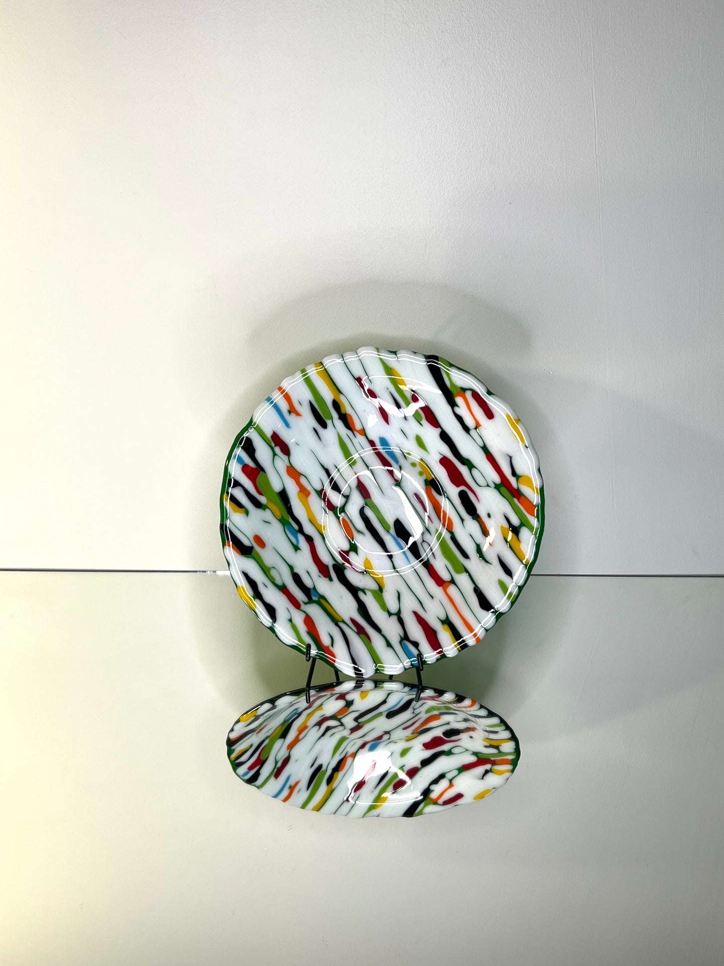 The happy accident glass serving dish