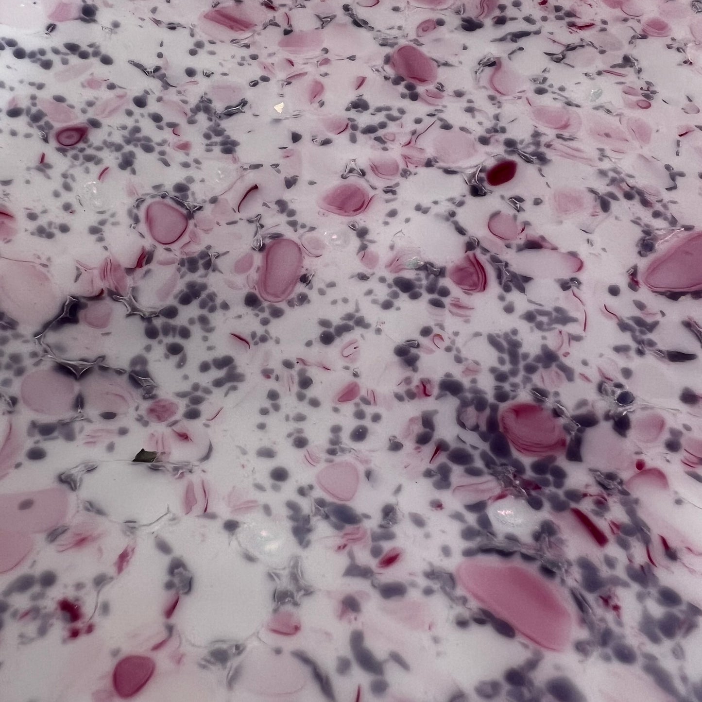 Fused Glass, Pink Iridised glass platter