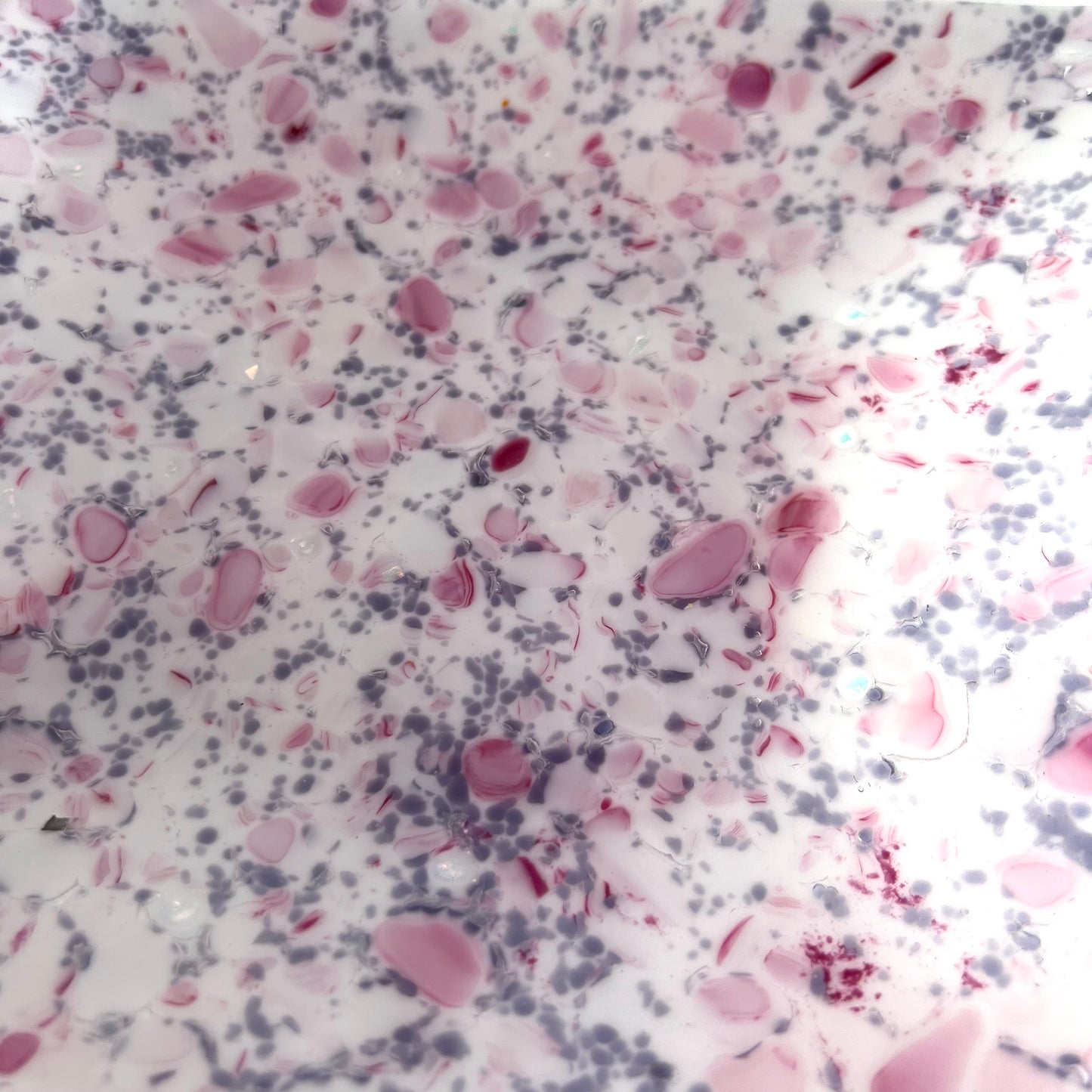 Fused Glass, Pink Iridised glass platter