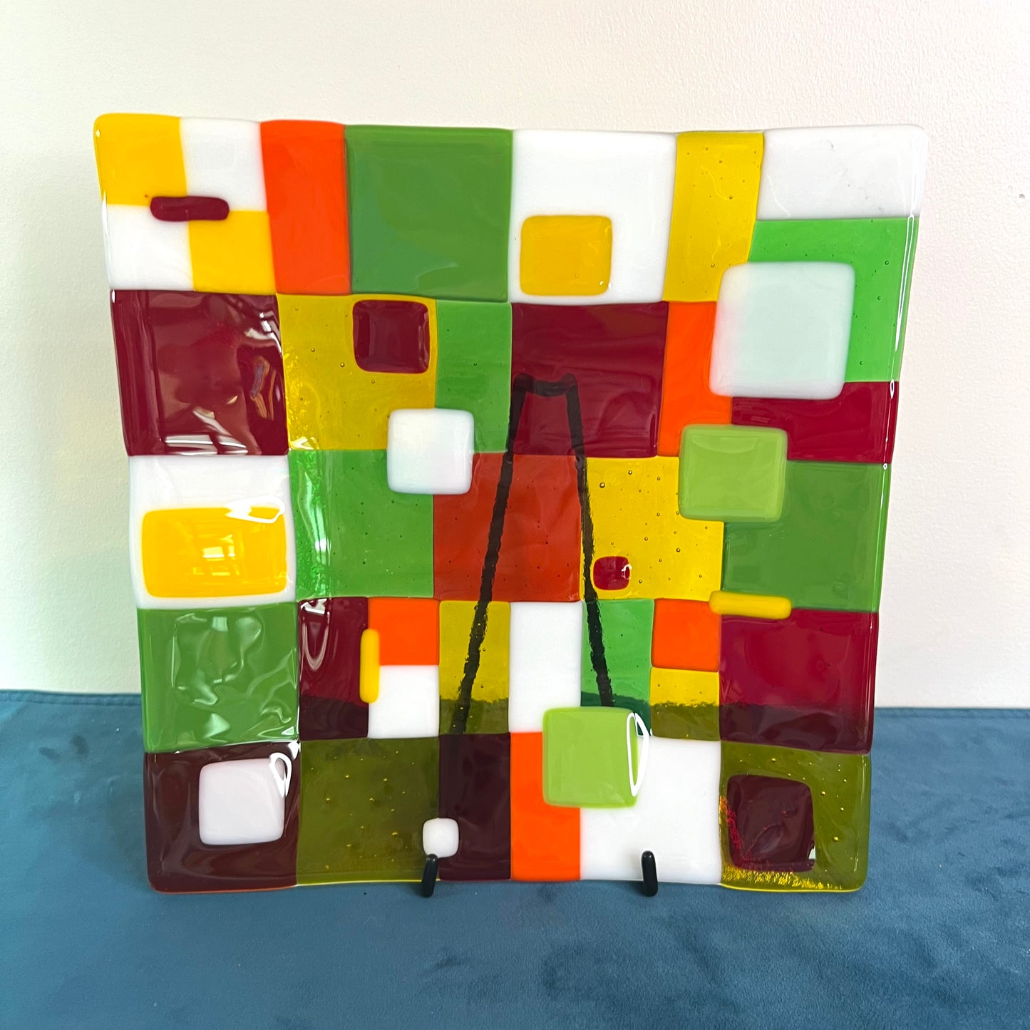 Checkered square platter