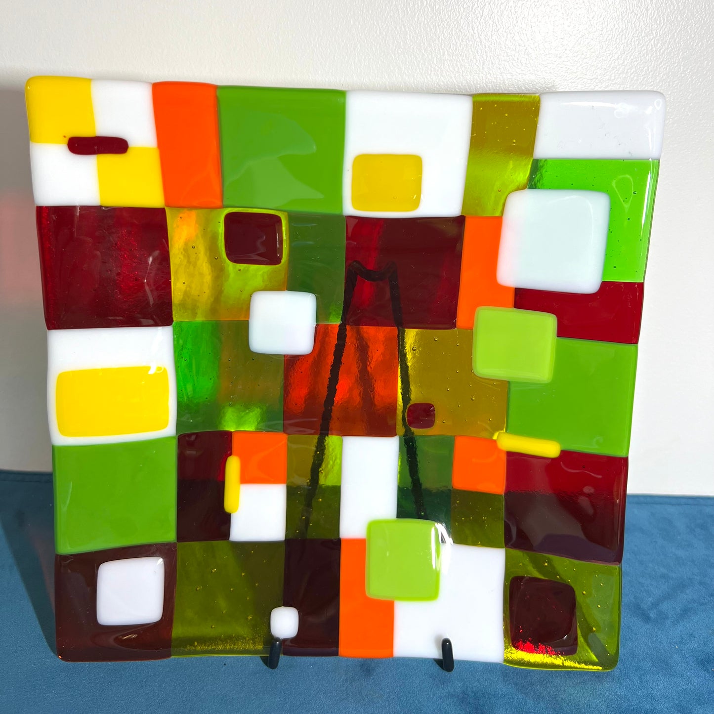 Checkered square platter