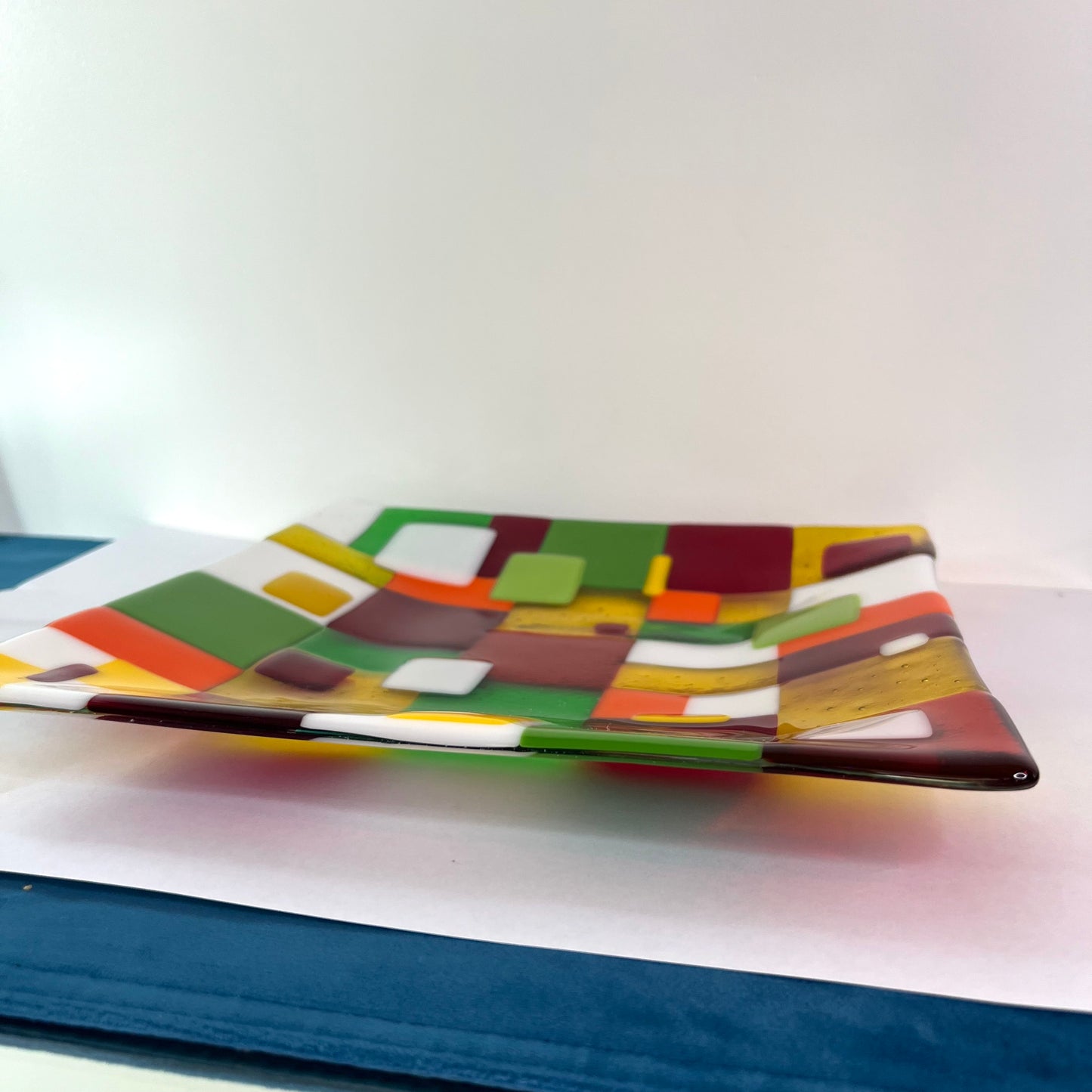 Checkered square platter