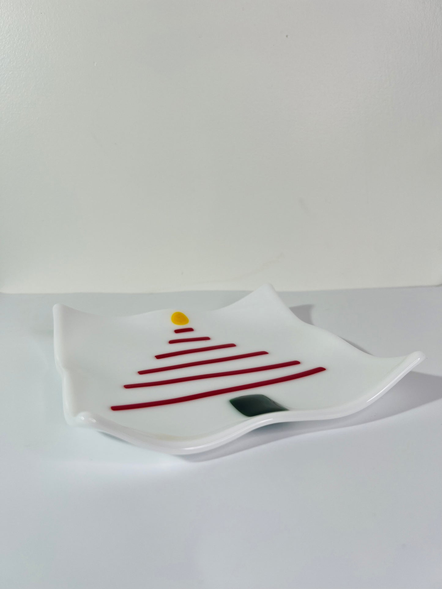 Fused glass, one of a kind Christmas Serving dish
