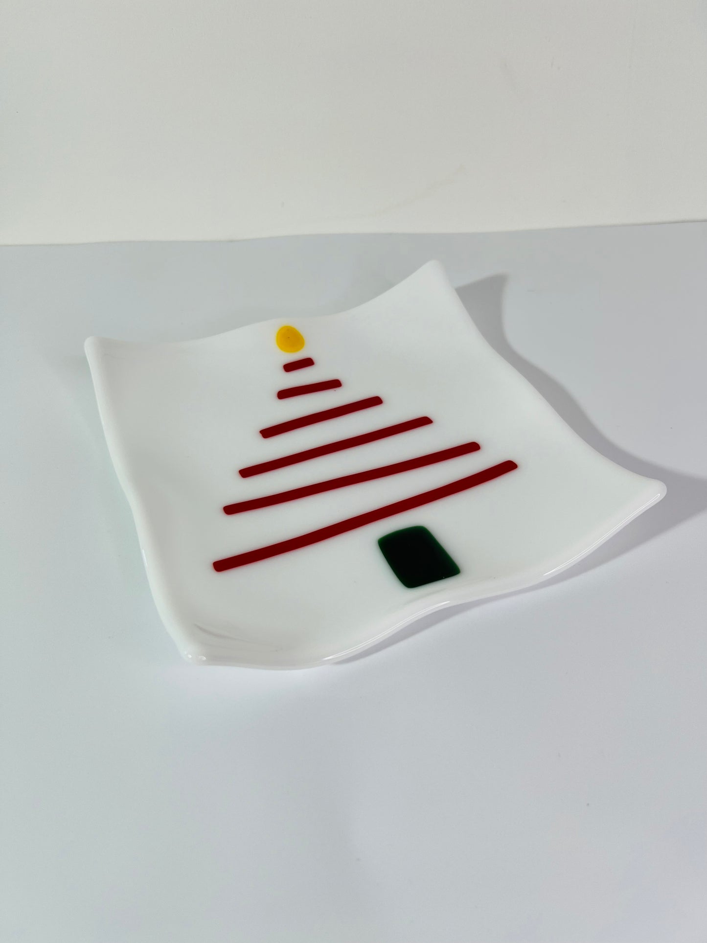 Fused glass, one of a kind Christmas Serving dish