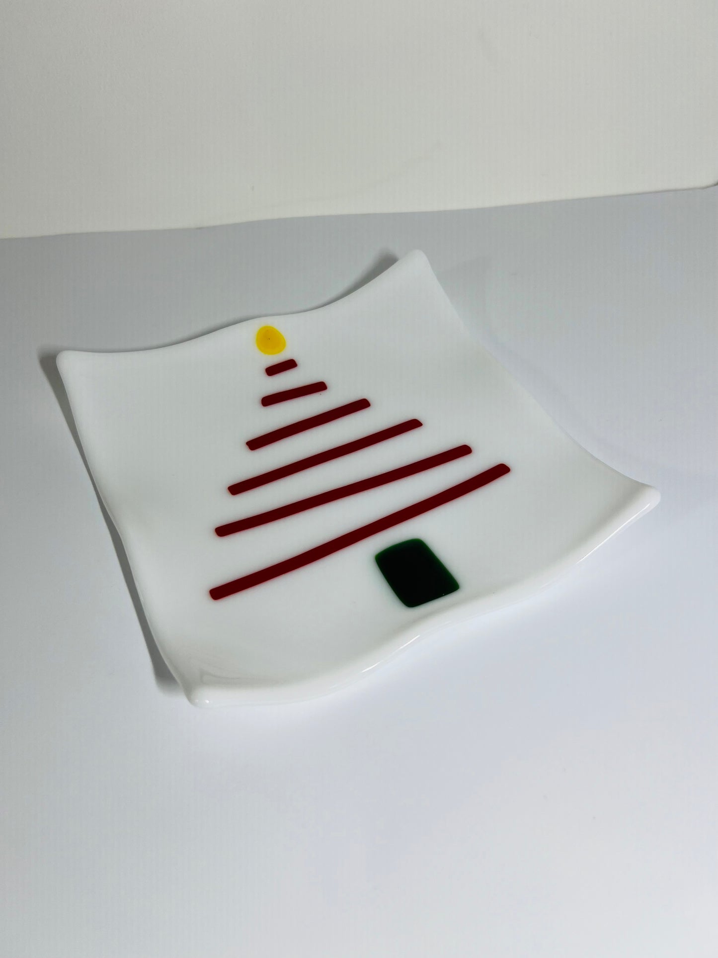 Fused glass, one of a kind Christmas Serving dish