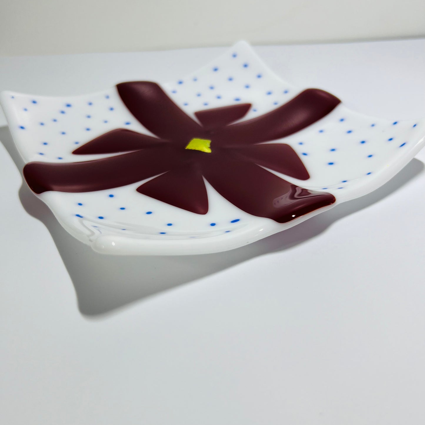 Fused Glass Red Ribbon Serving dish